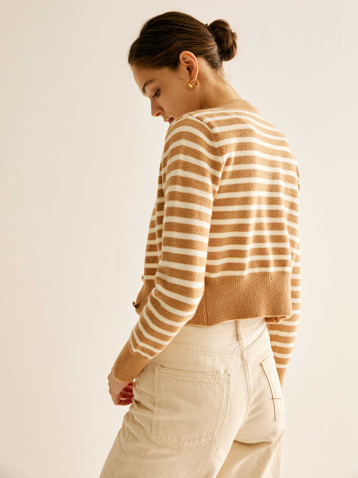 Round Neck Striped Cardigan