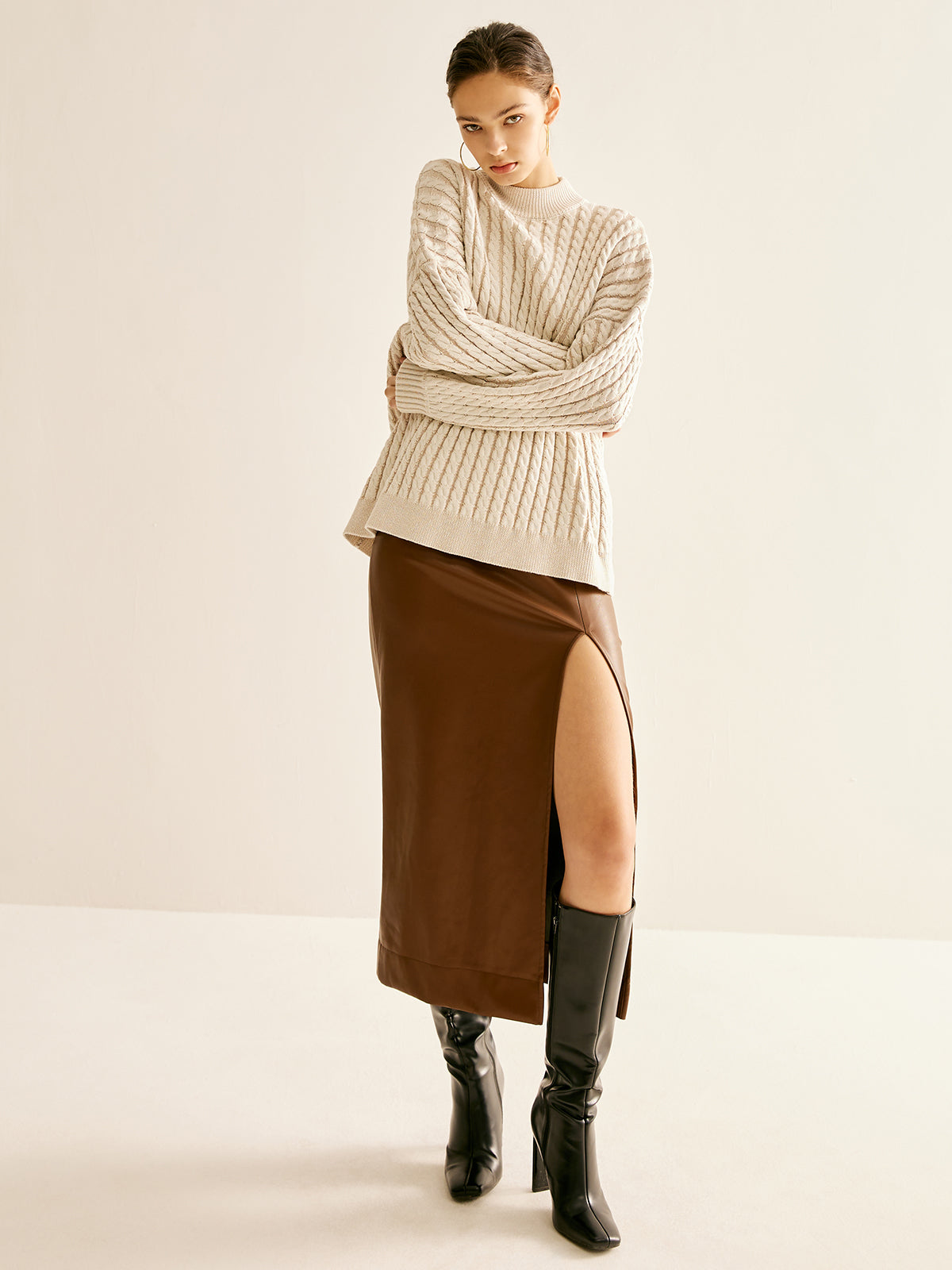 Minimalist Plain Cable Sweater