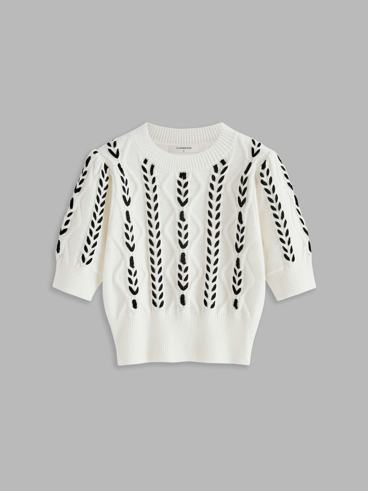 Contrast Binding Cable Knit Top