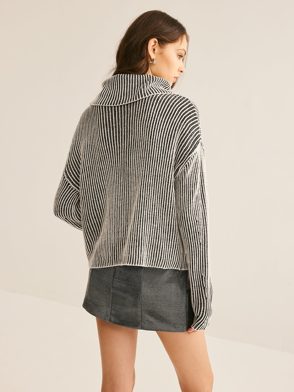 Pinstripe Turtleneck Sweater