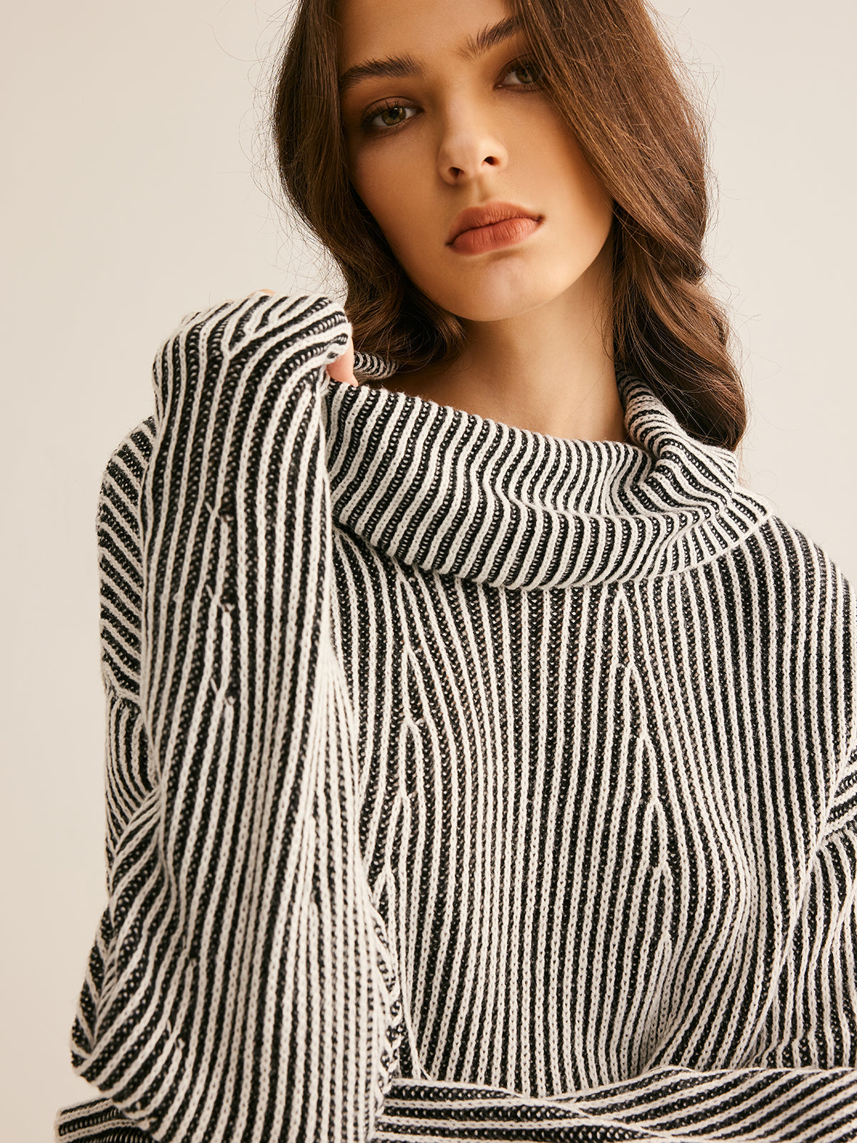 Pinstripe Turtleneck Sweater