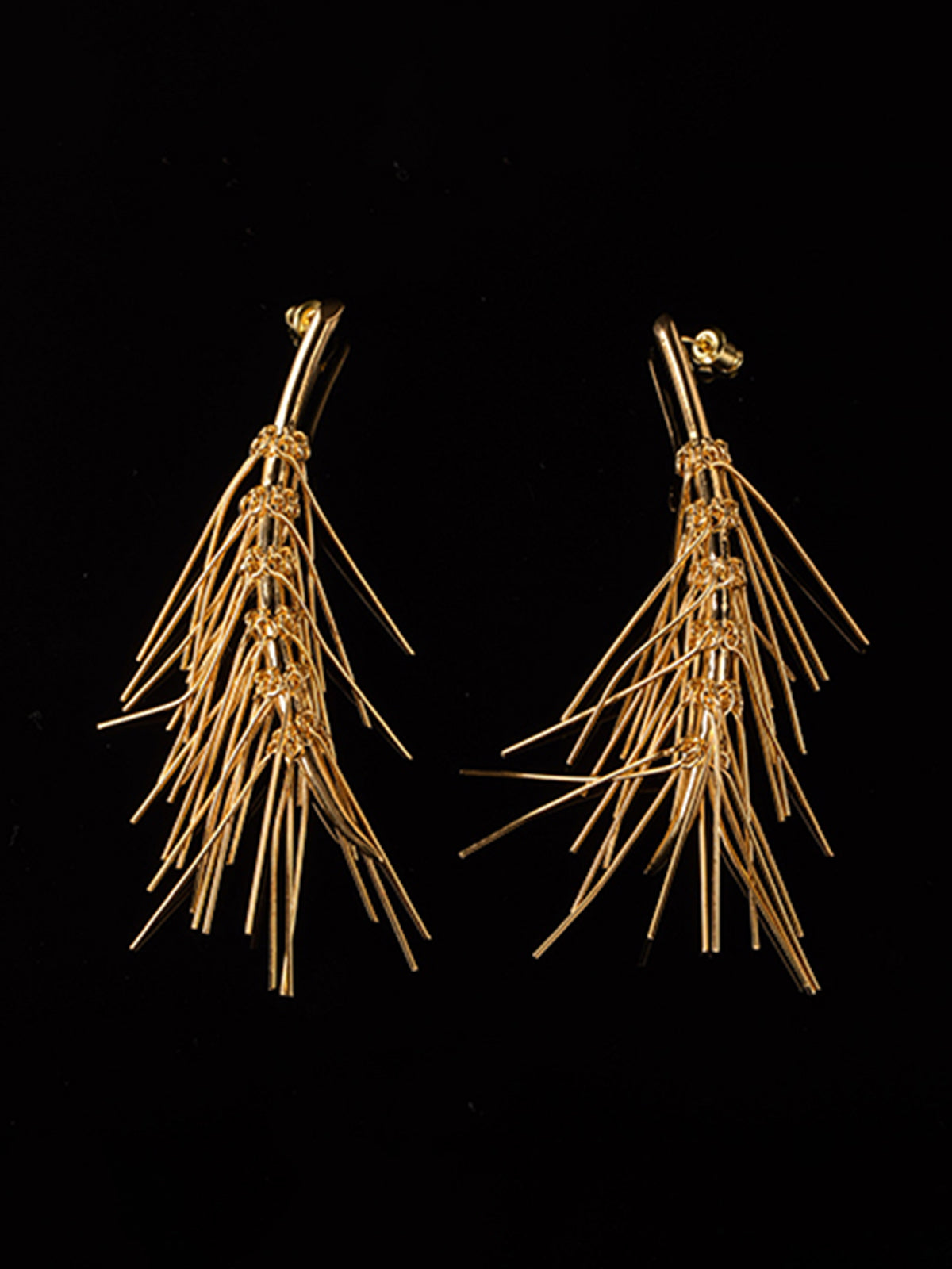 Golden Tassel Stud Earrings