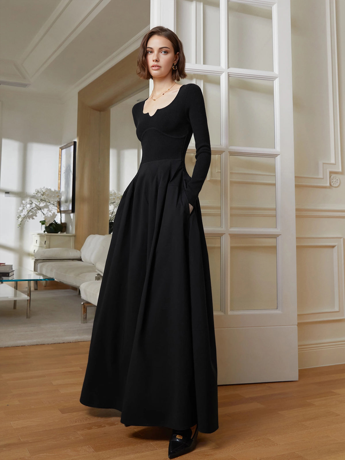 Elegant Umbrella-Shape Panel Dress