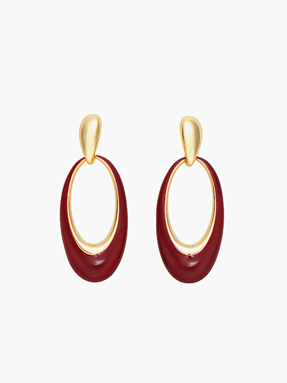 Oil Drop Oval Hoop Earrings