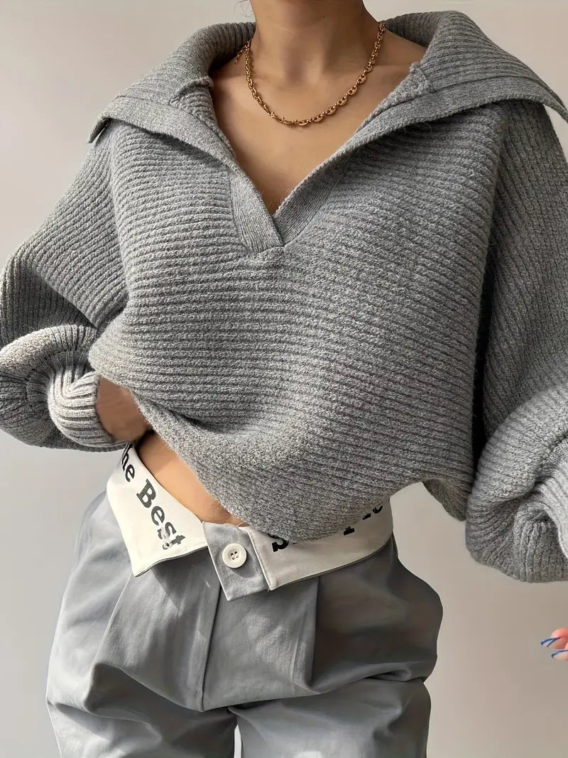 Plain Loose Lapel Sweater