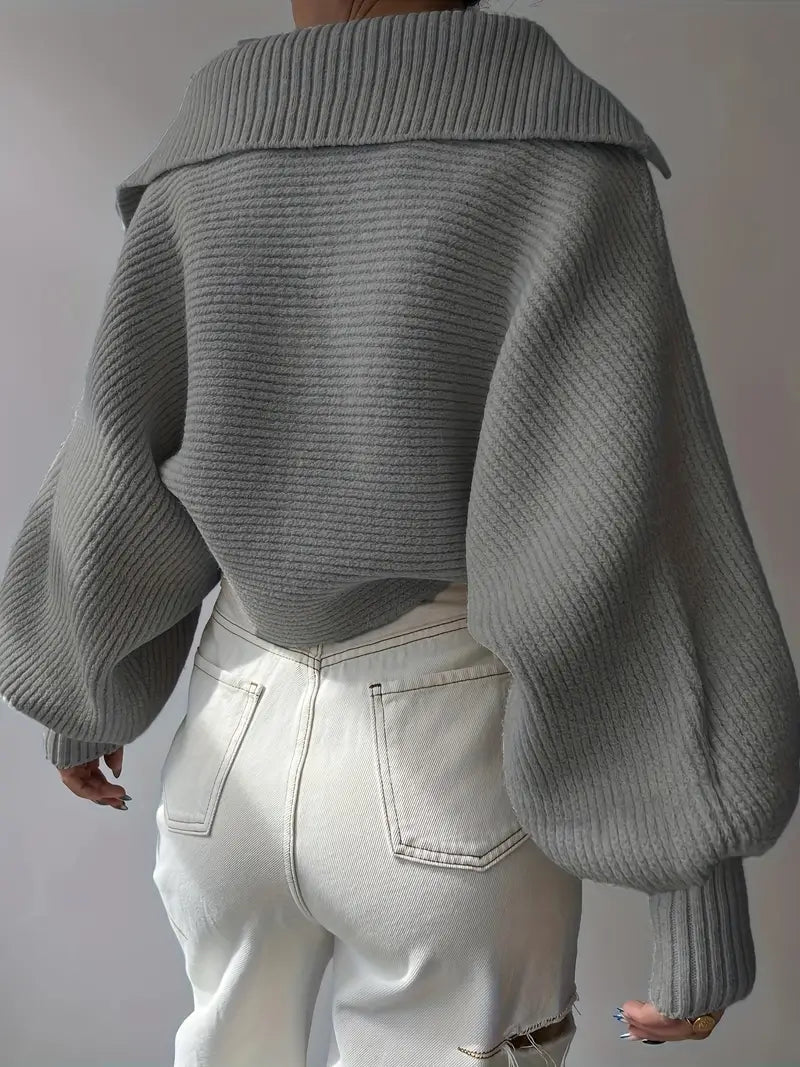 Plain Loose Lapel Sweater