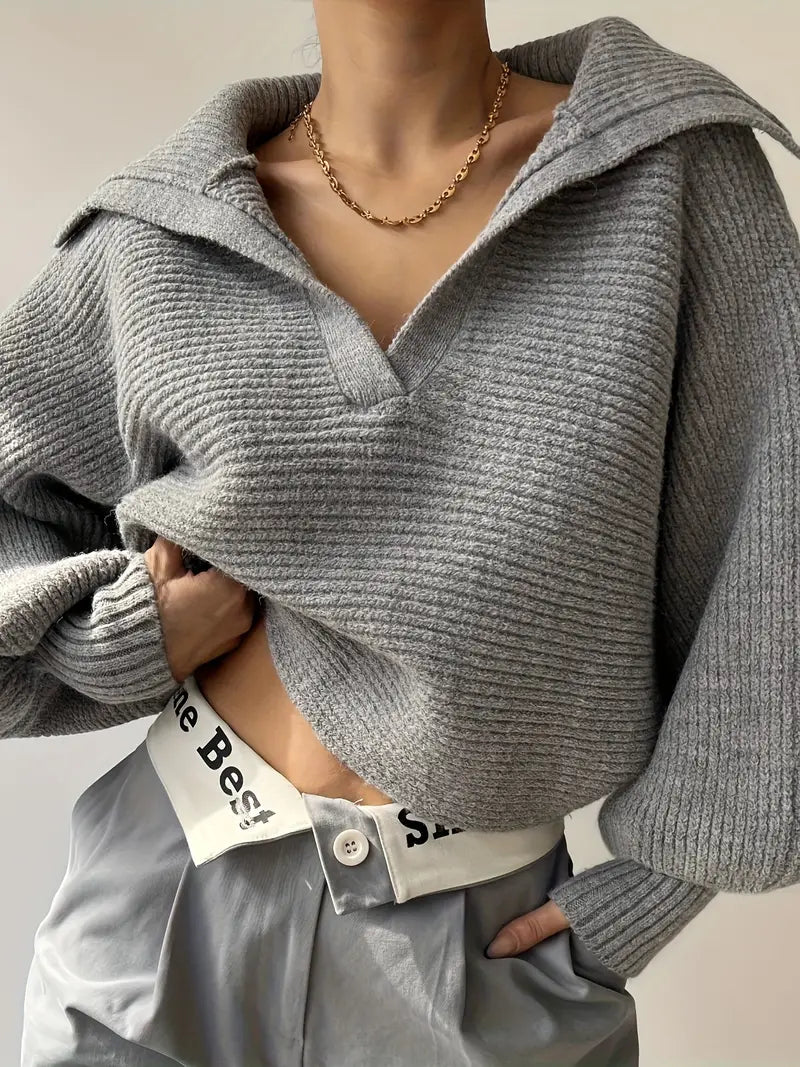 Plain Loose Lapel Sweater