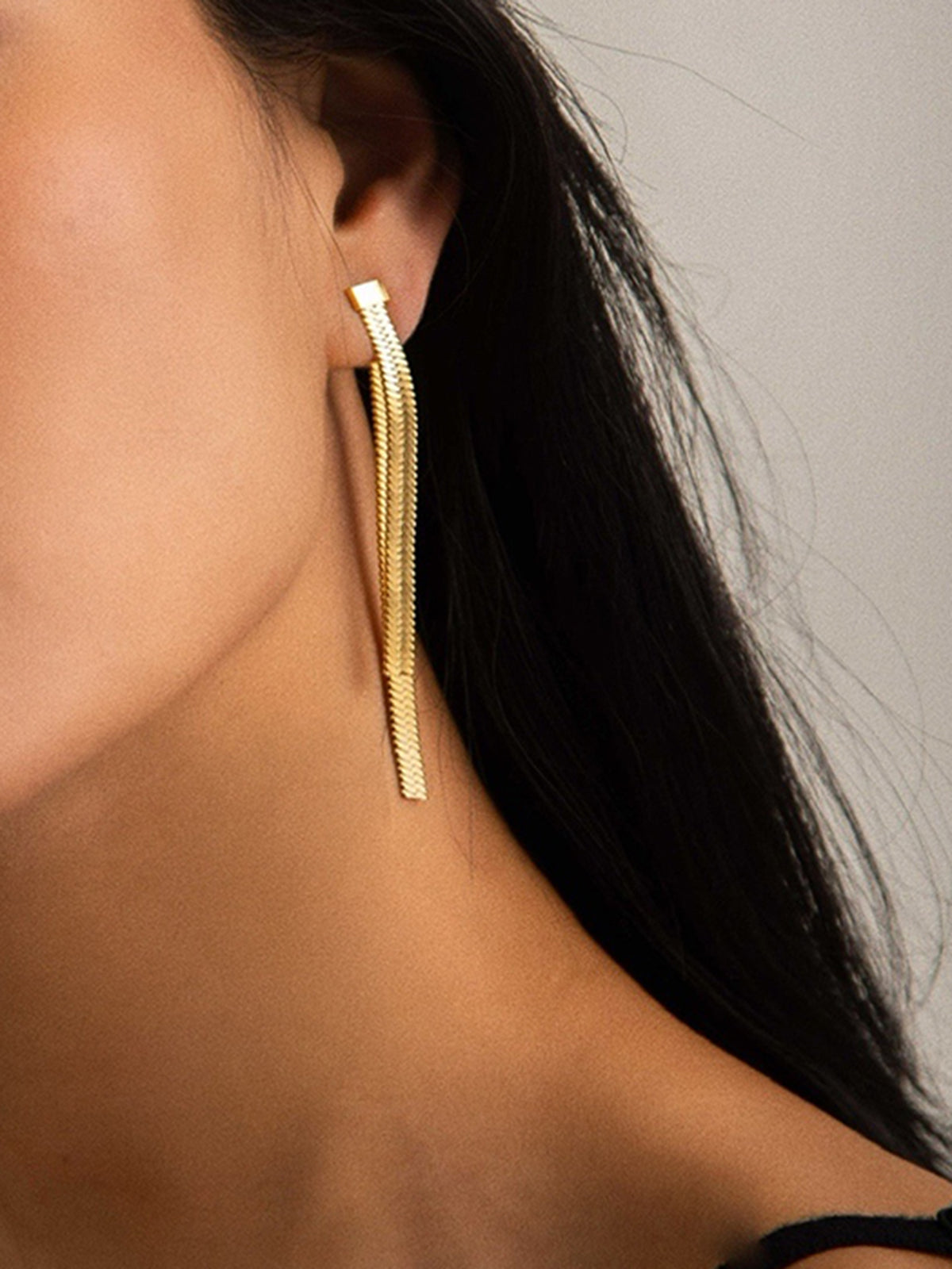 Golden Snake Chain Tassel Earrings