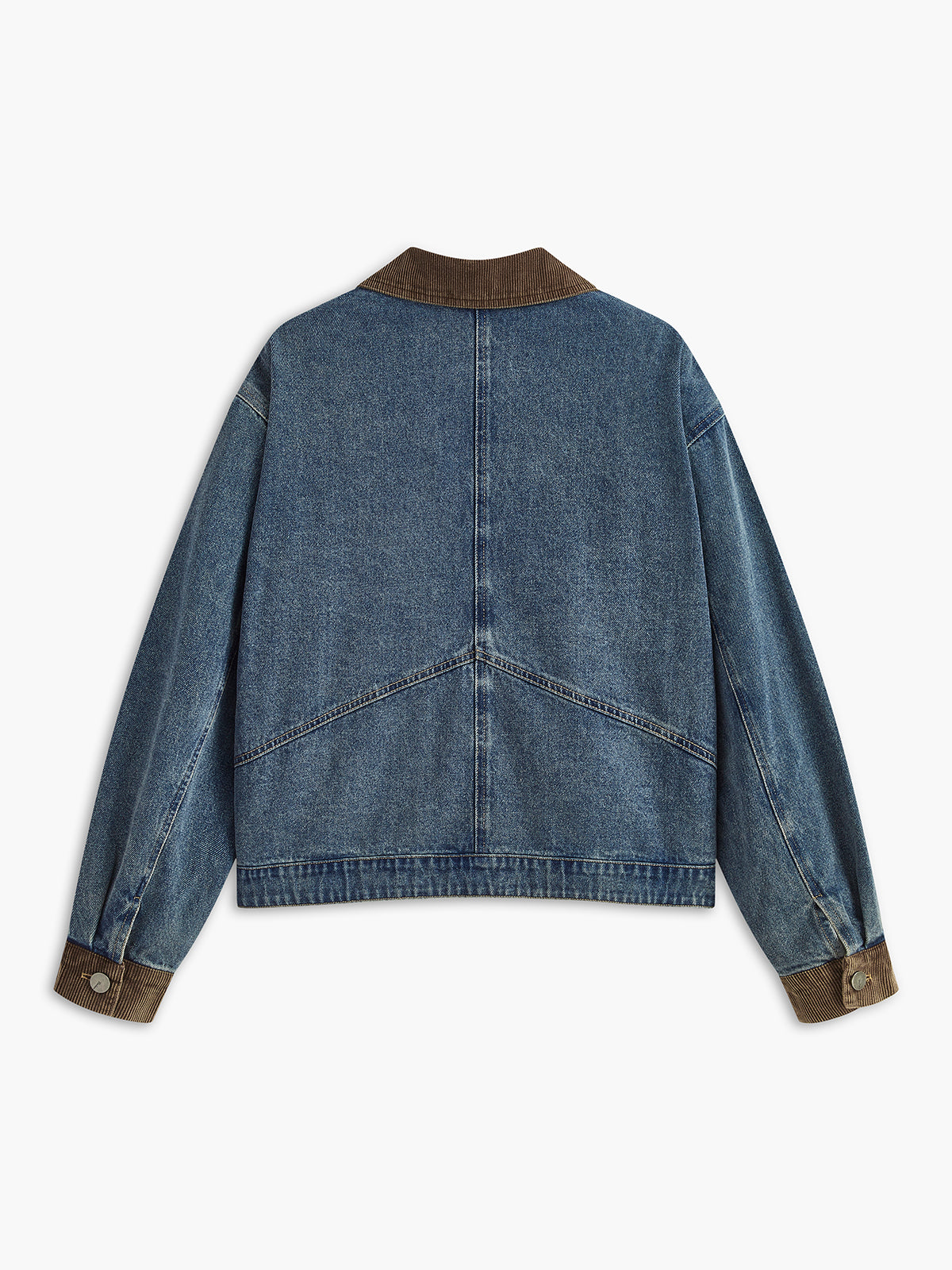 Contrast Collar Piping Denim Jacket