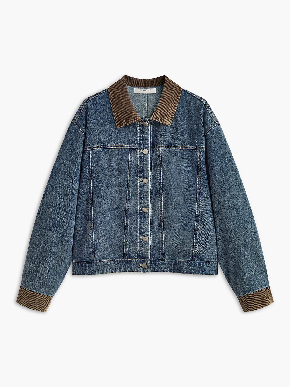 Contrast Collar Piping Denim Jacket