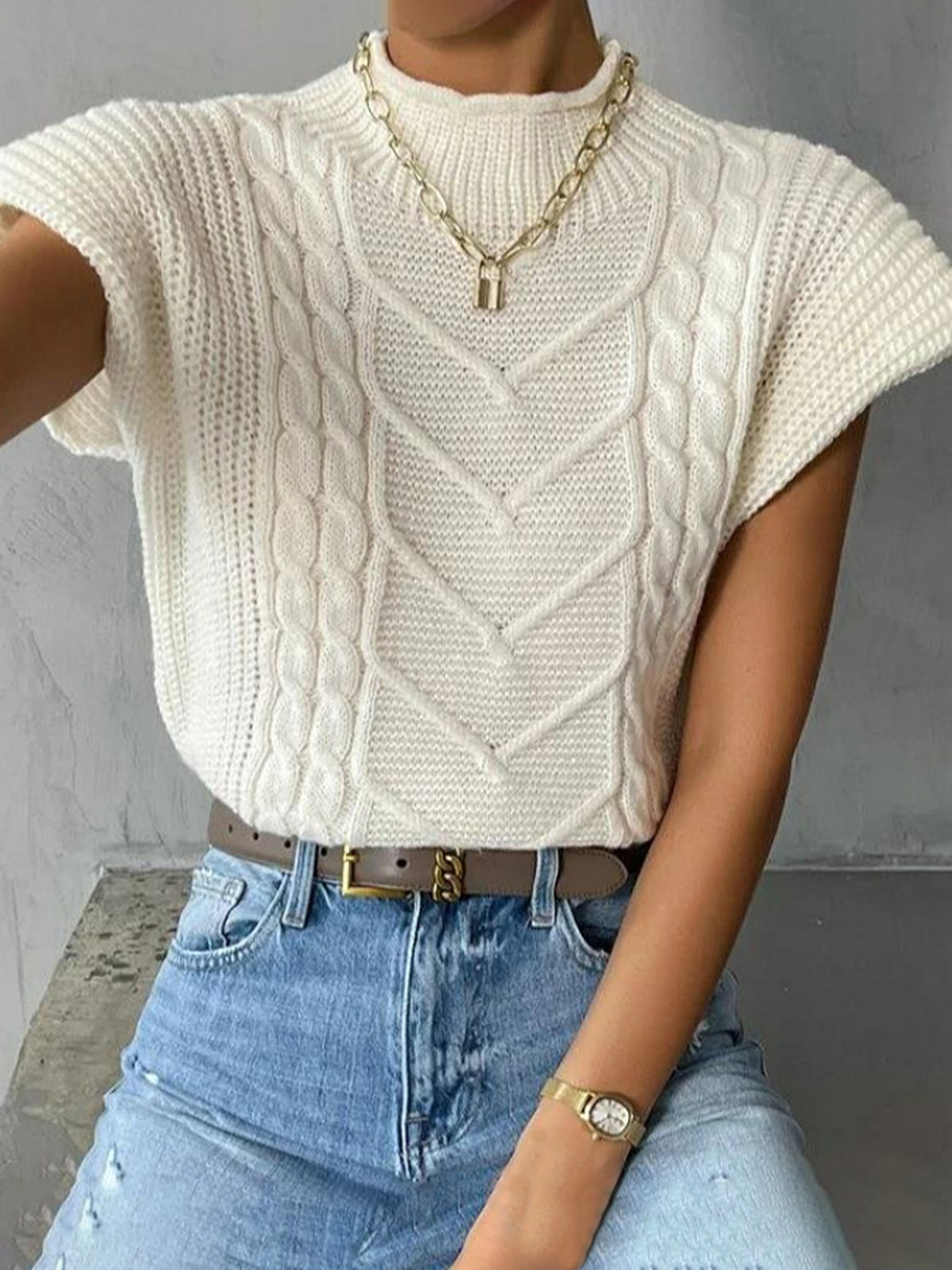 Plain Cap Sleeve Sweater Vest