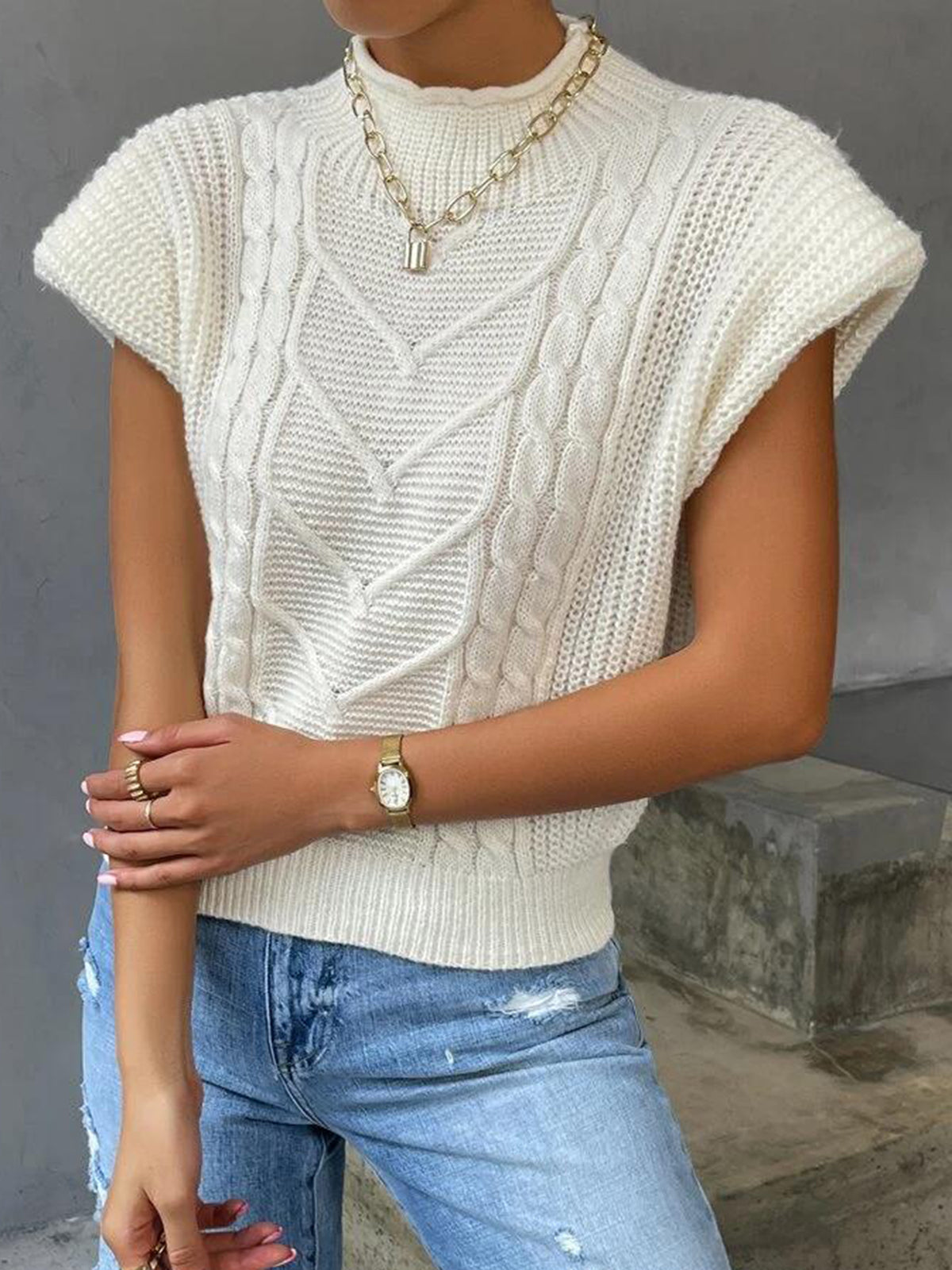 Plain Cap Sleeve Sweater Vest