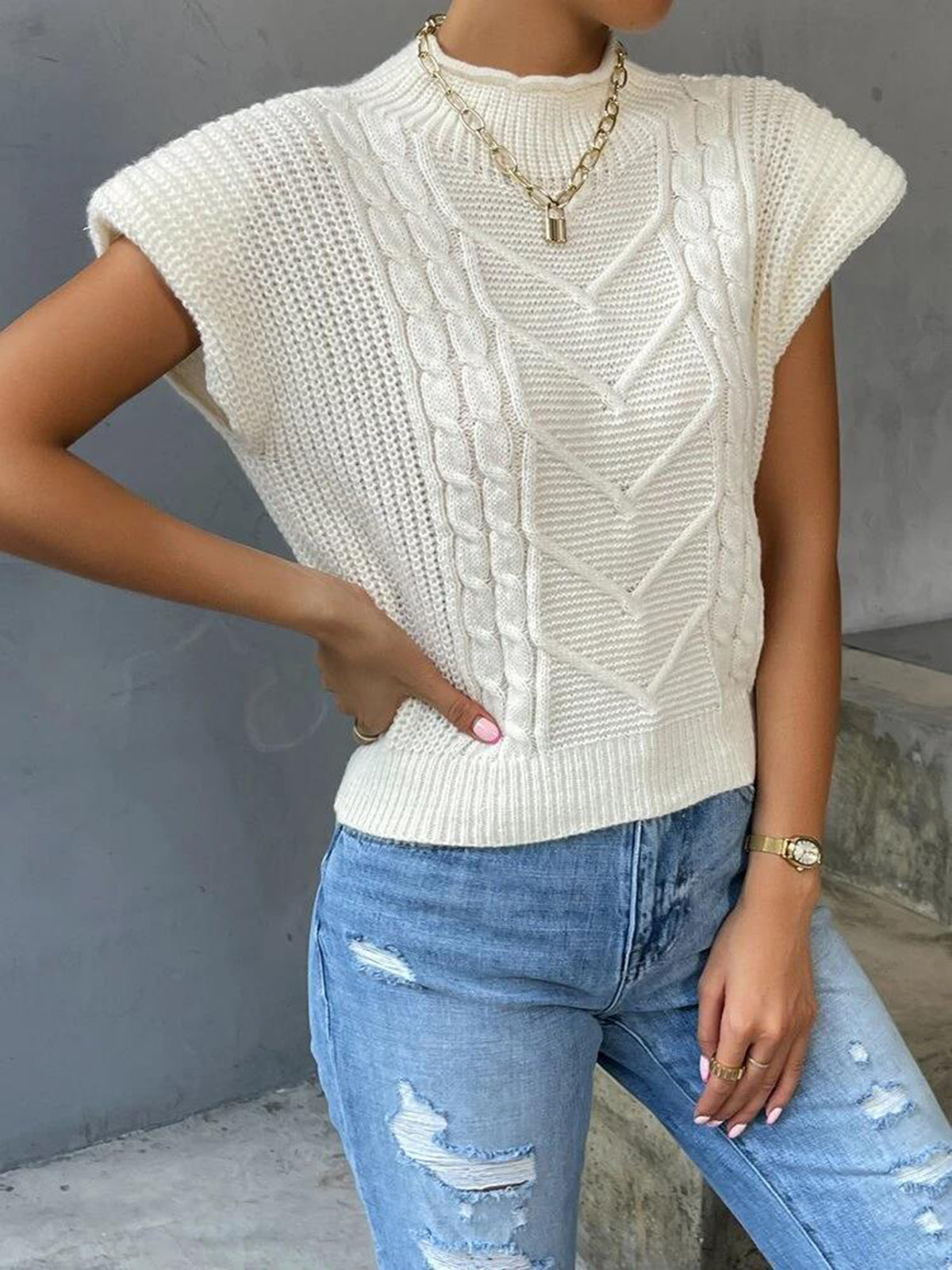 Plain Cap Sleeve Sweater Vest