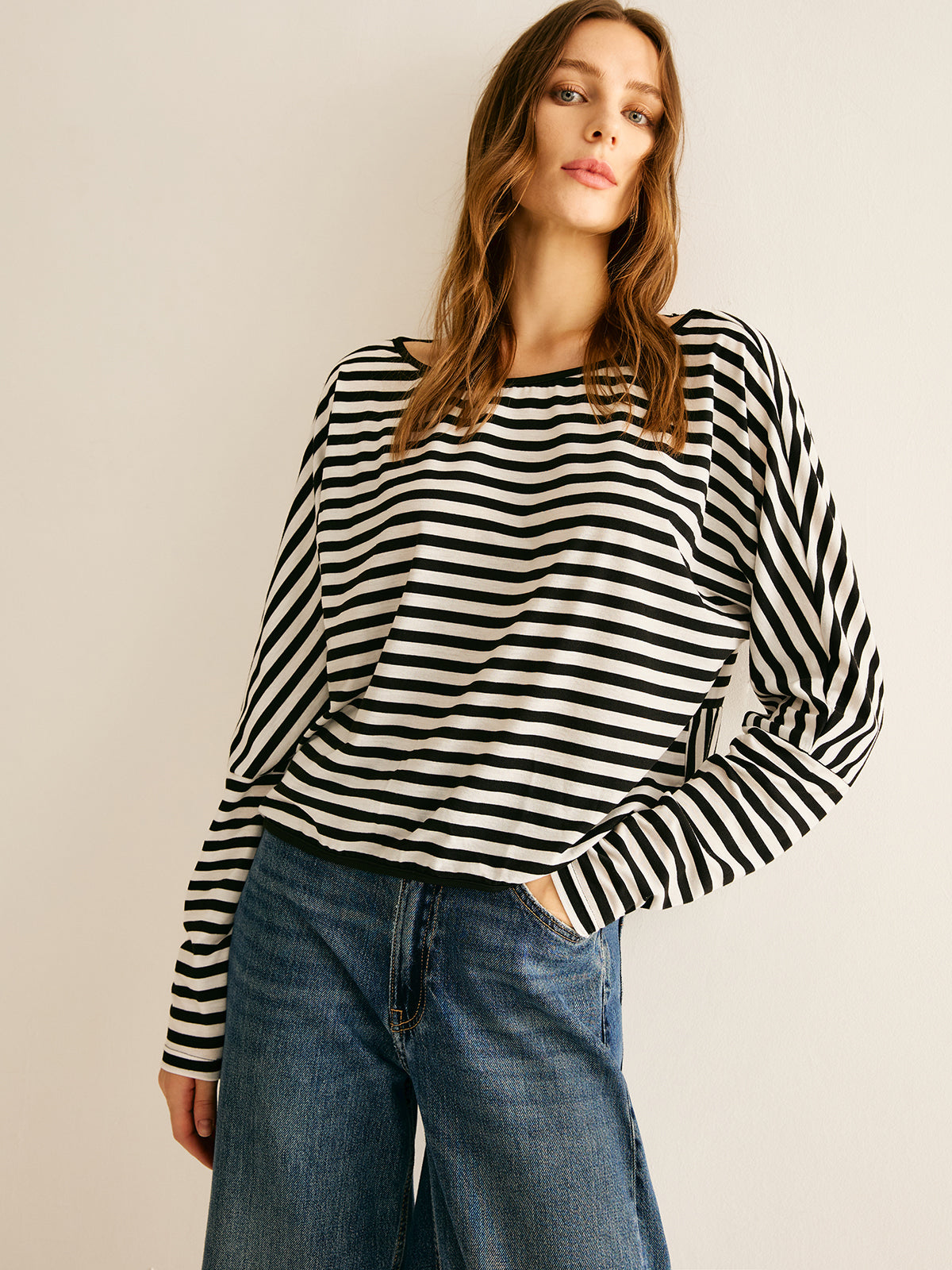 Striped Backless Knotted T-Shirt