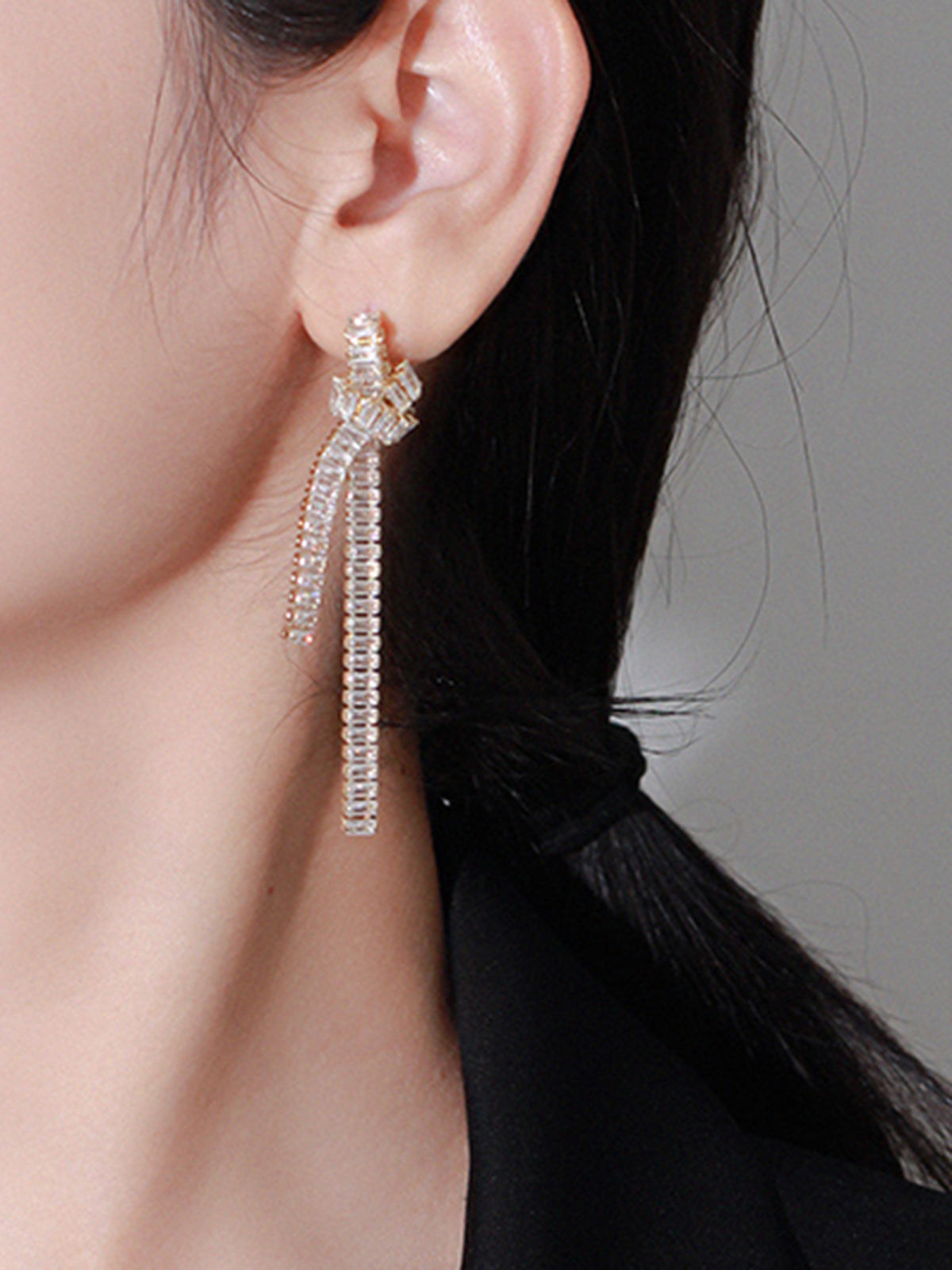 Zircon Creative Knotted Tassel Earrings