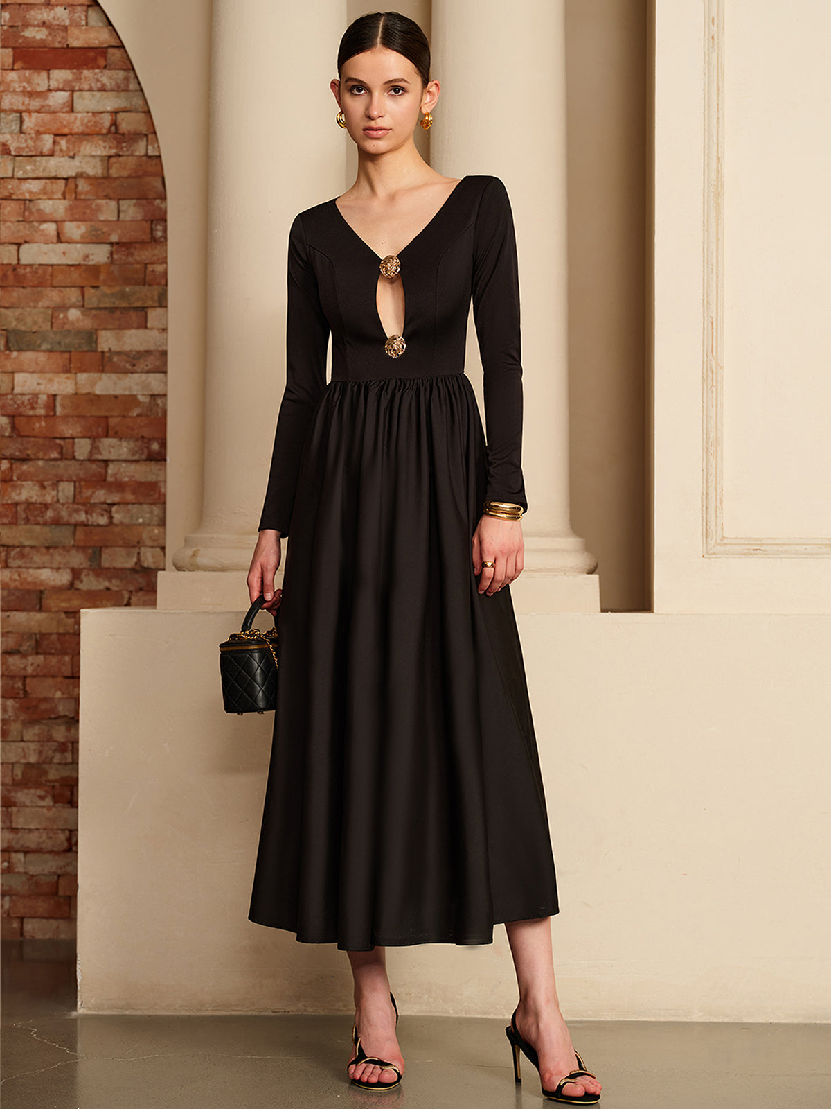 Cutout Pleated Panel Dress