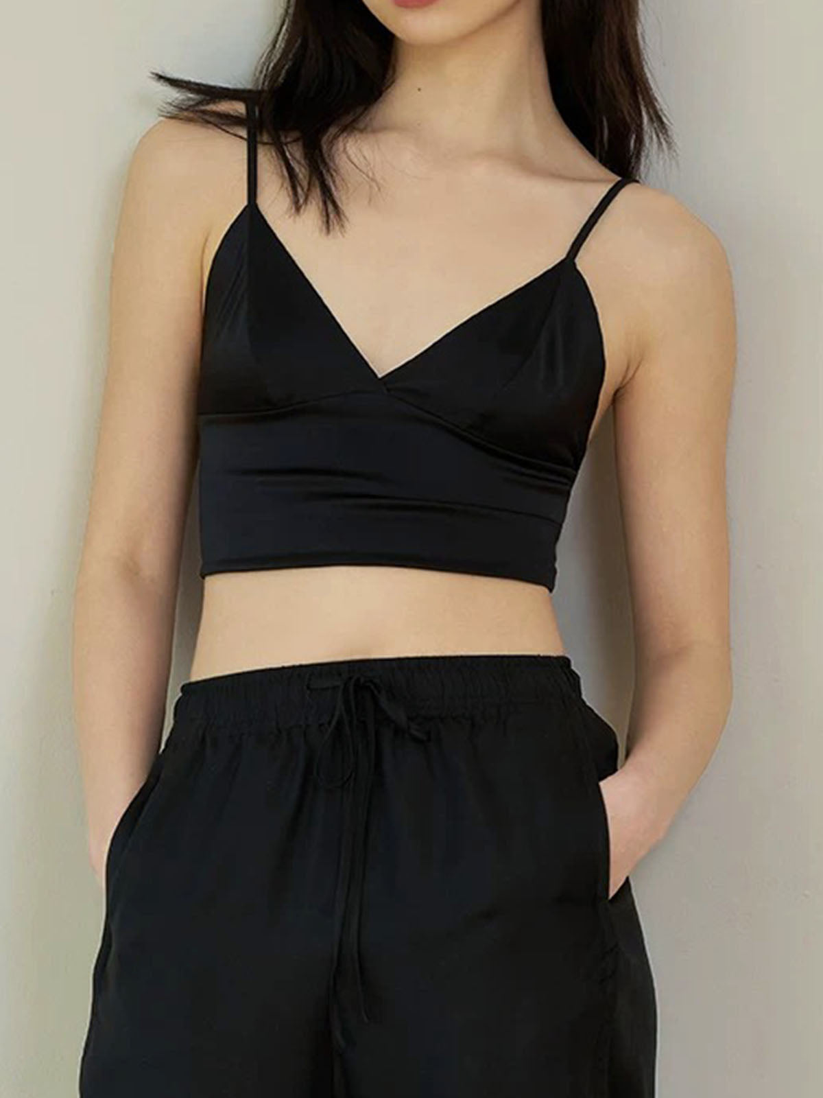 V-Neck Jersey Crop Cami Top