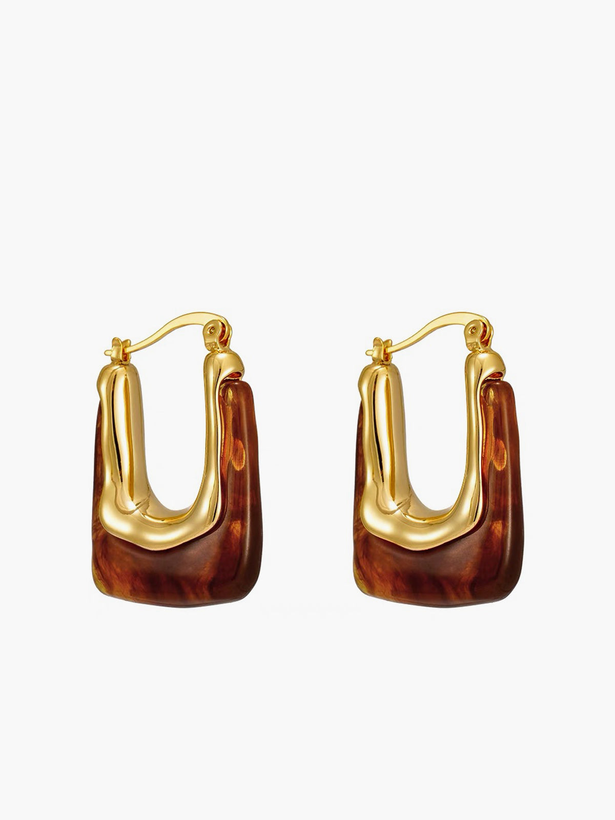 U-Shape Amber Hoop Earrings