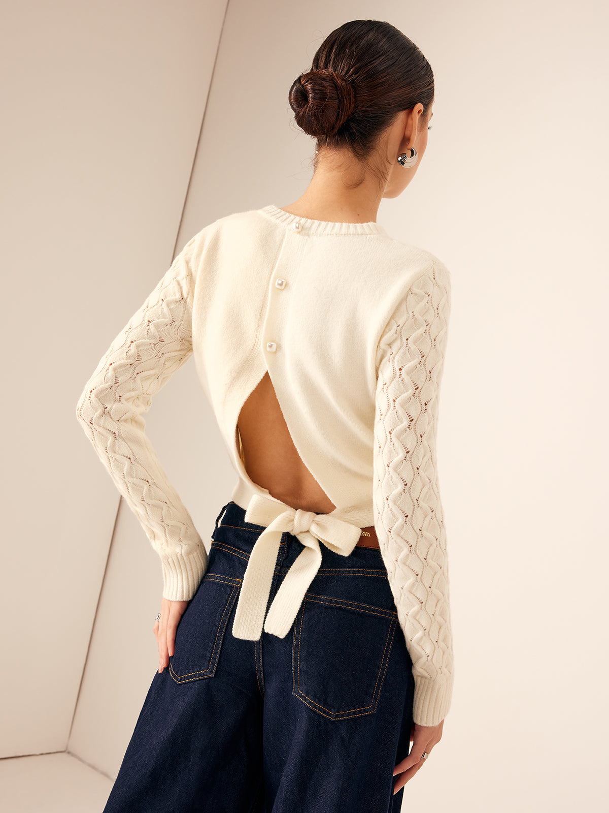 Tie Back Crop Sweater