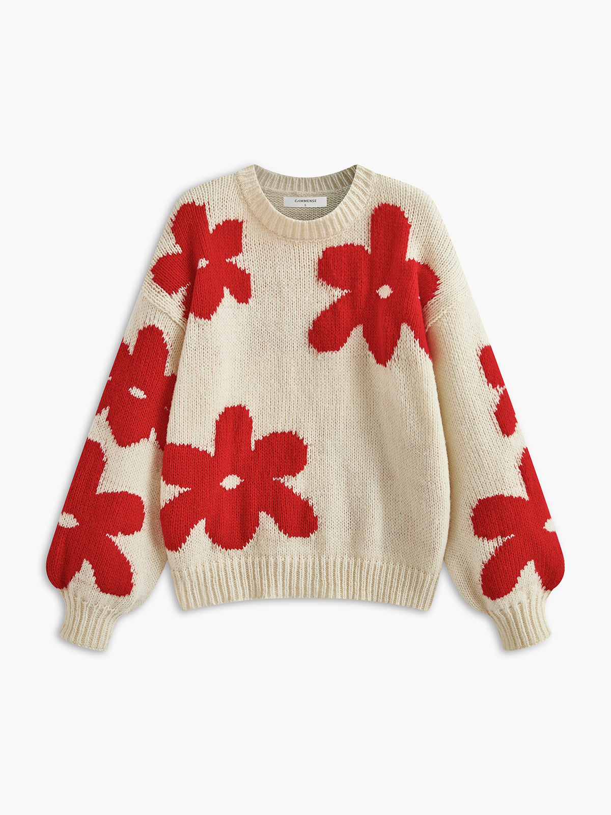 Crew Neck Flower Mechanism Knitting Top