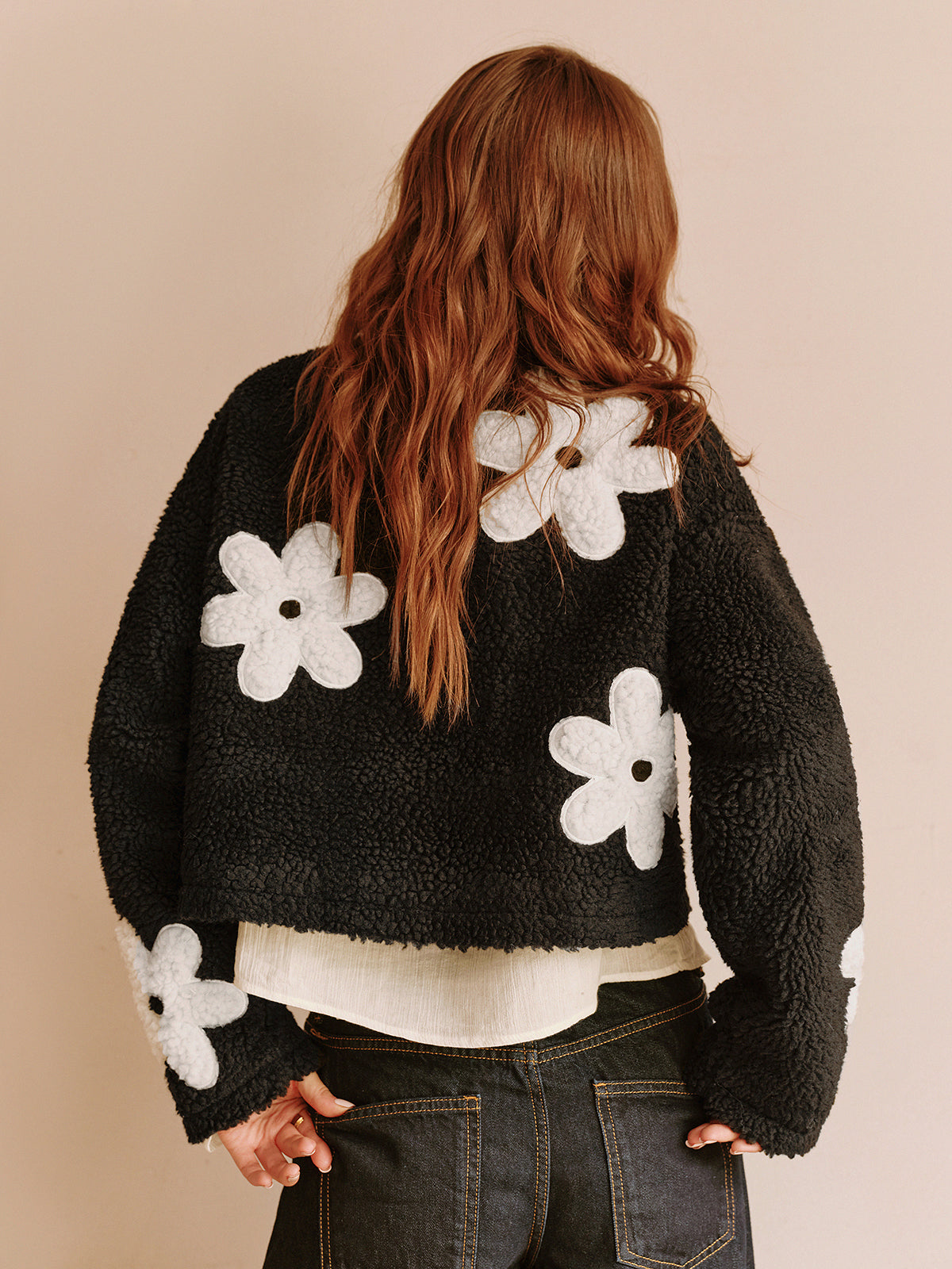 Floral Zipper Fleece Jacket