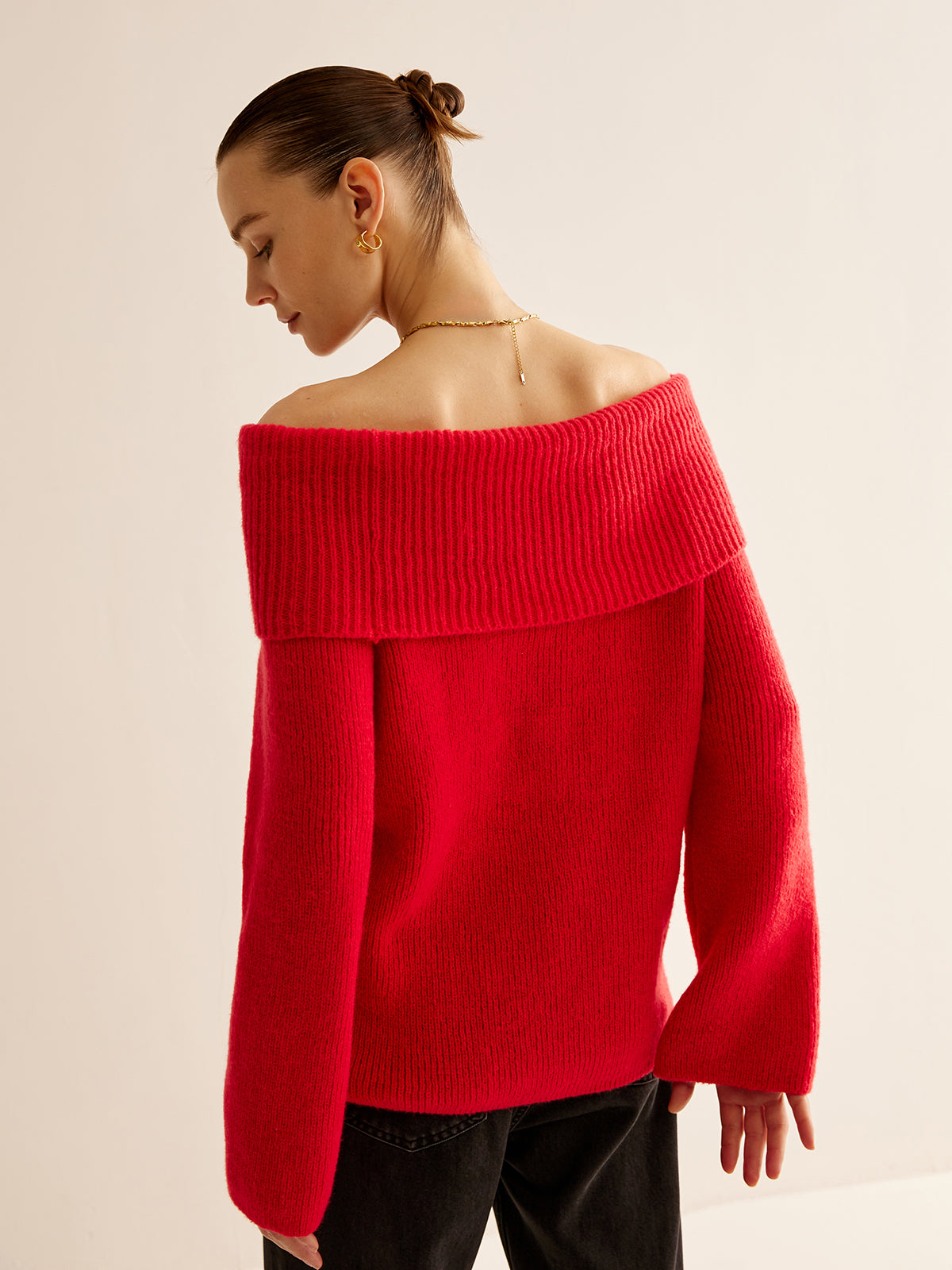 Off-Shoulder Ribbed Sweater