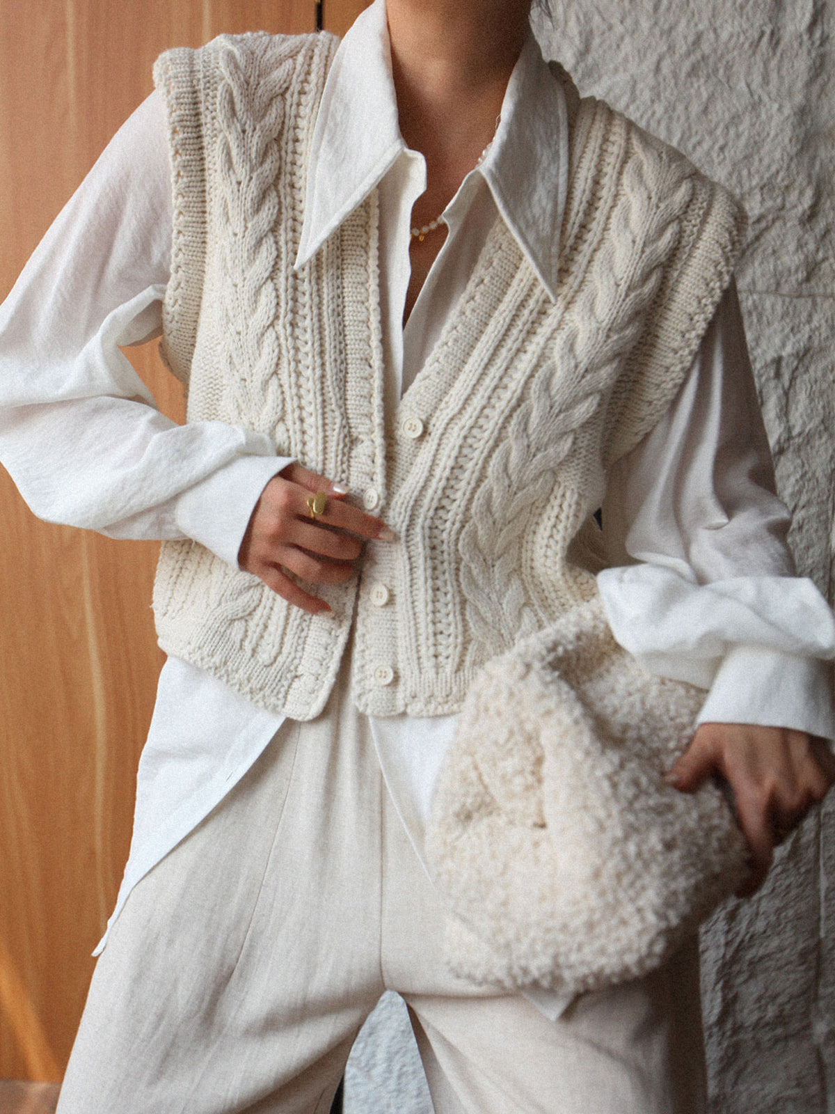 Chunky Knit V-Neck Button Cardigan