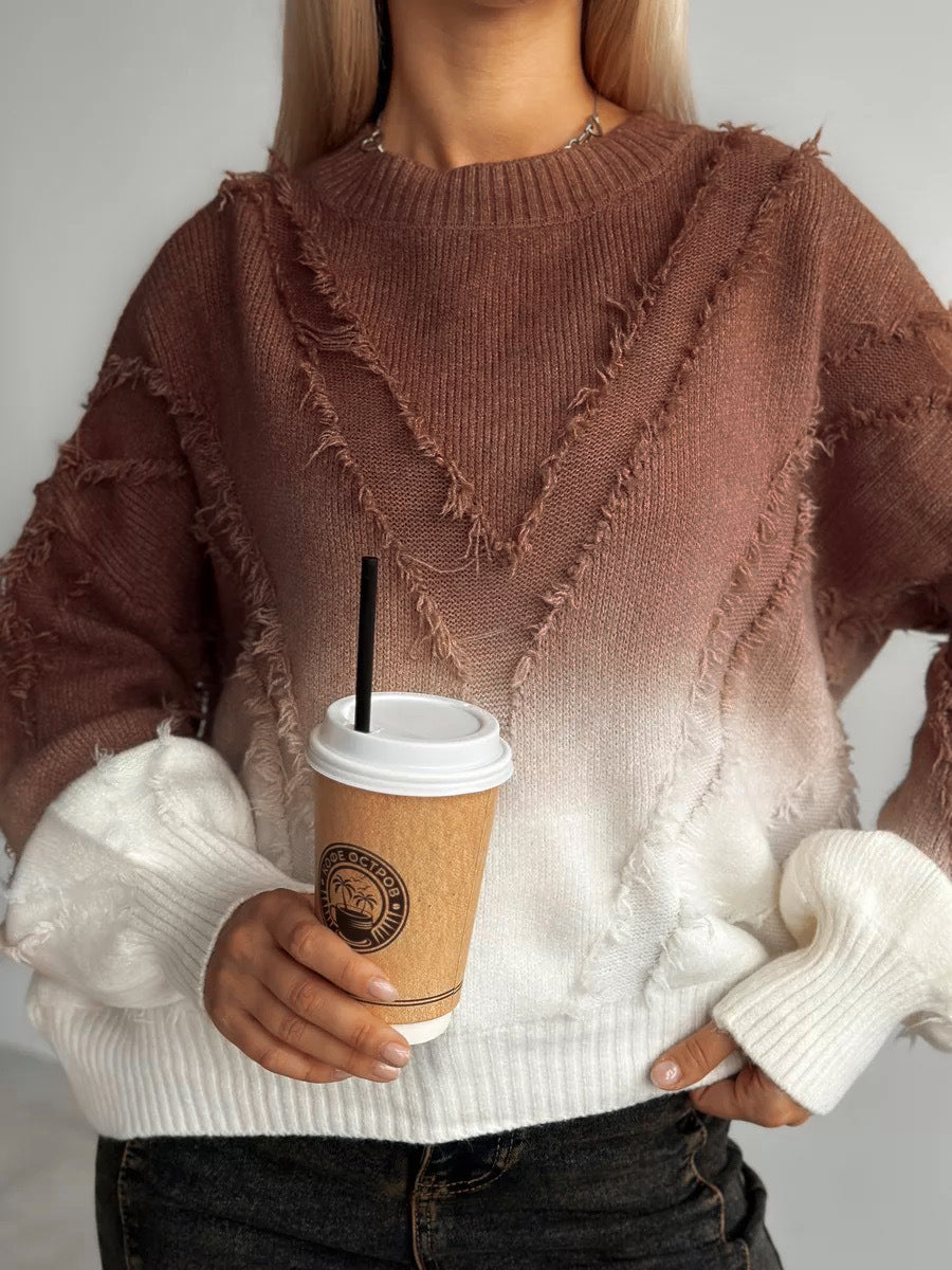 Ombre Tassel Piping Sweater