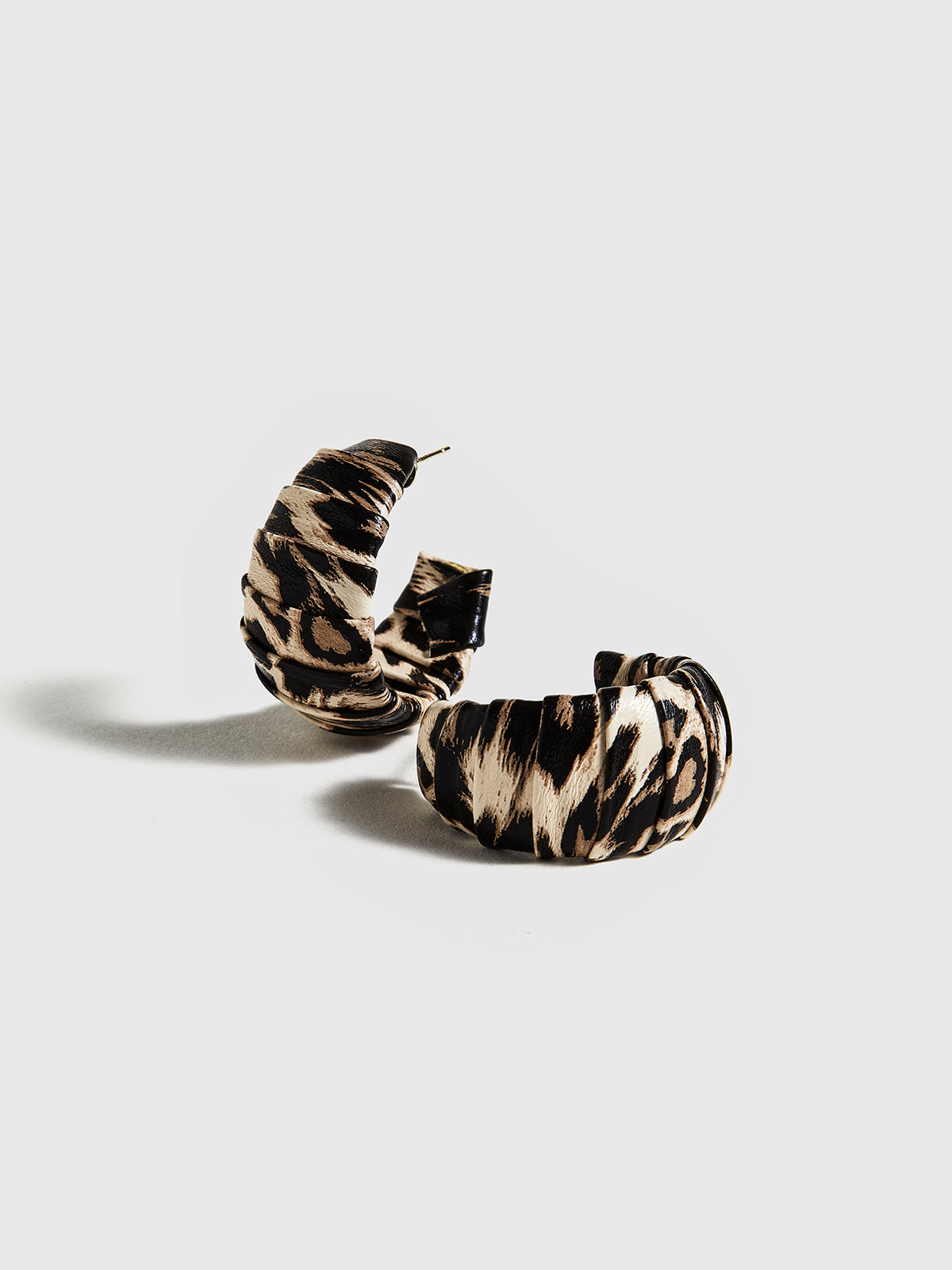 Leopard Printed C-Shape Stud Hoop Earrings