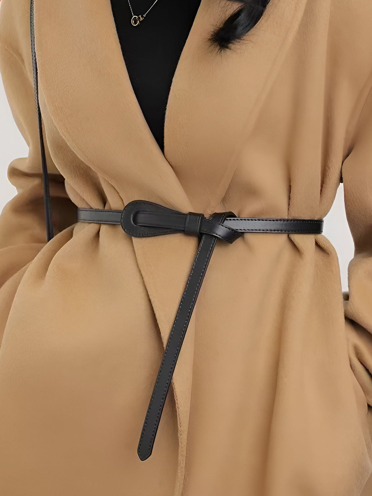 Leather Knotted Slim Belt