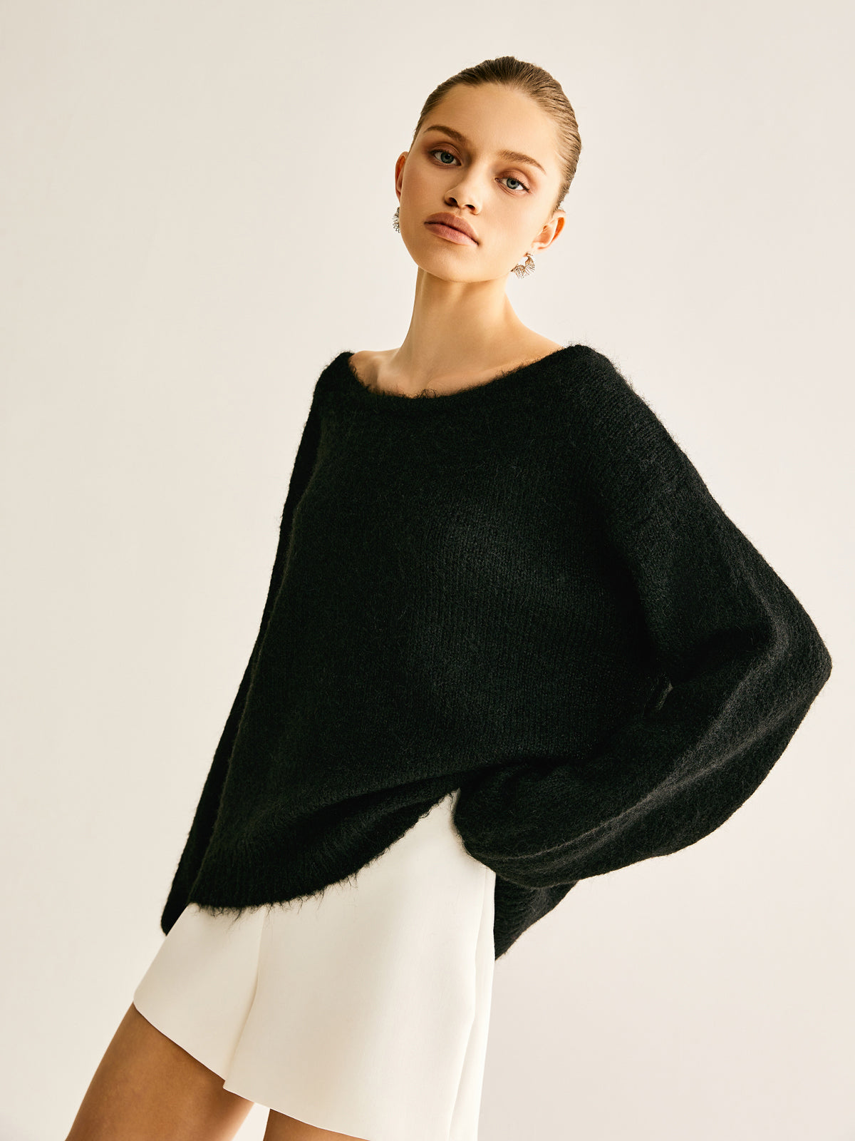 Ribbed Bow Loose Sweater