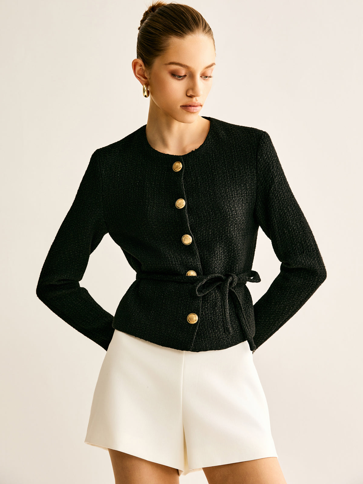 Rope-Belted Button Jacket