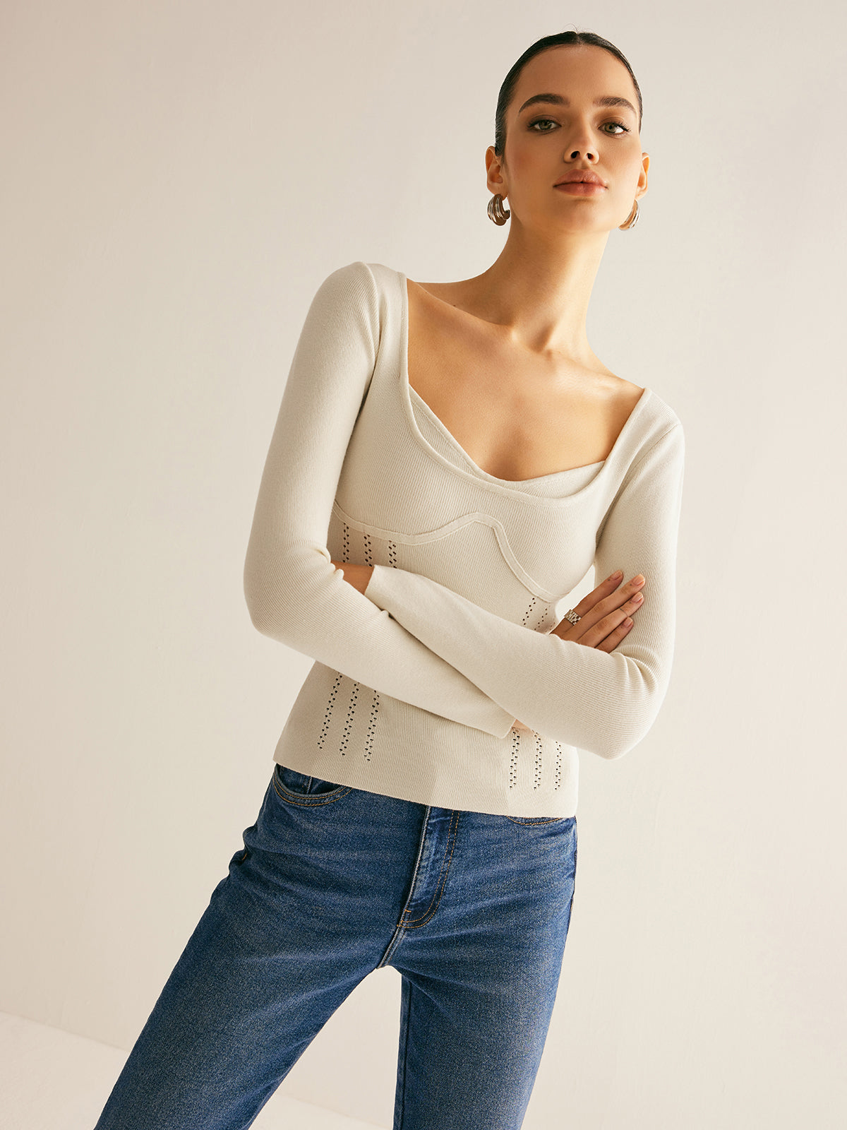 2 in 1 Ribbed Skinny Knit Top