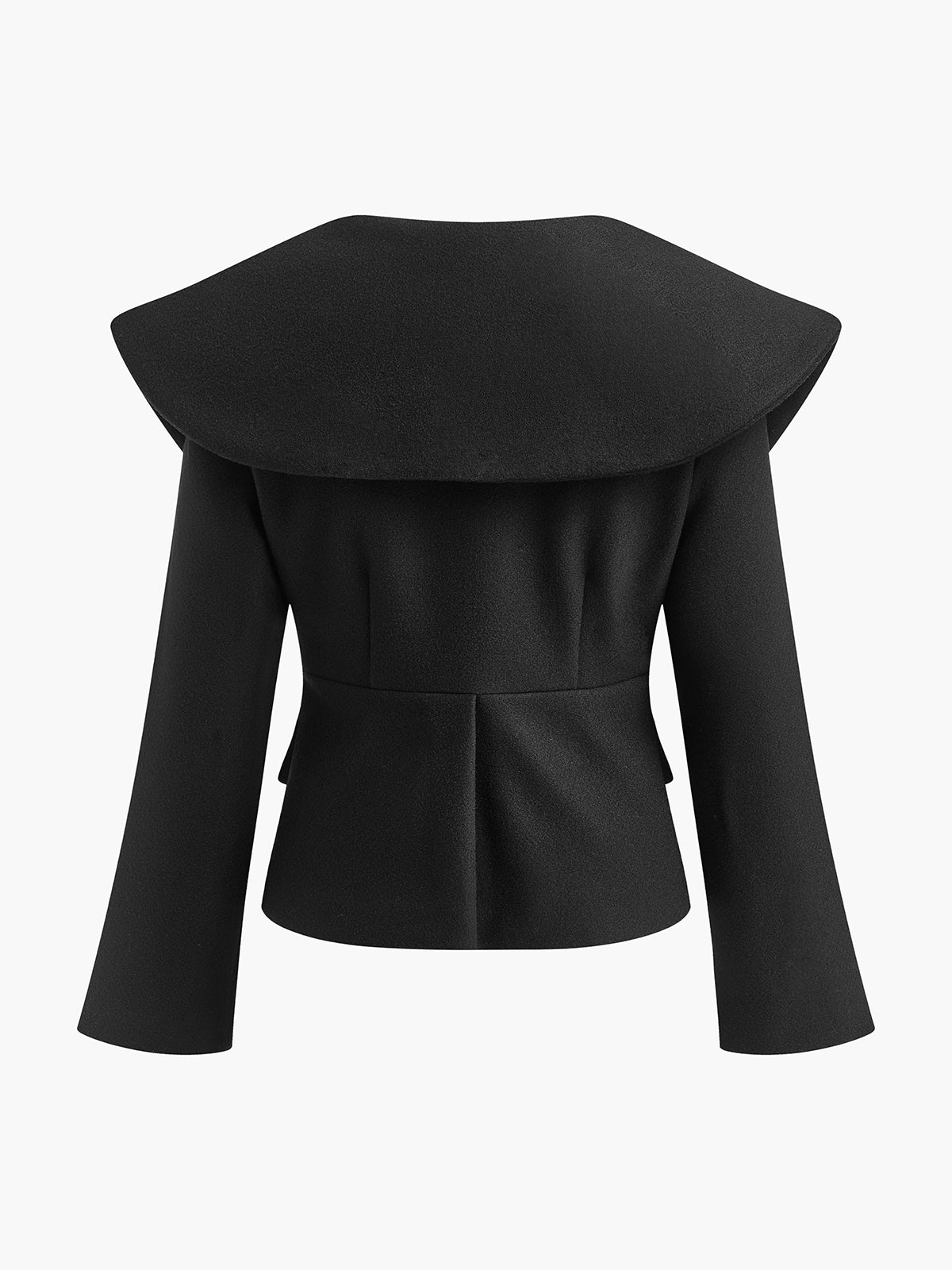 Oversized-Collar Slim Zipper Jacket