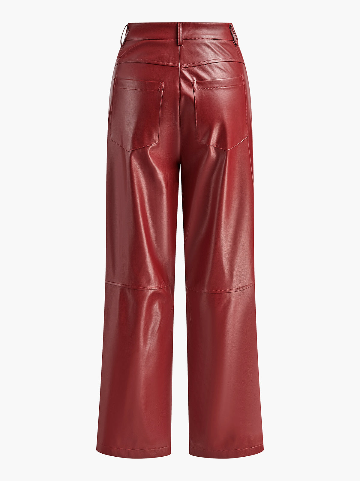 High-Waist Button PU Leather Pants