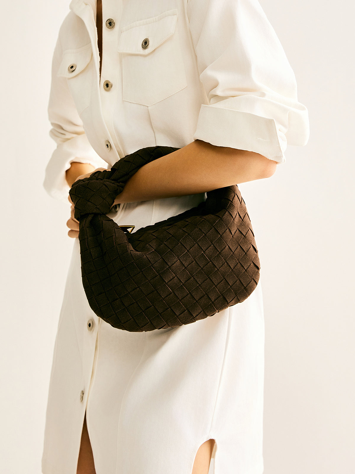 Rounded Woven Knotted Bag