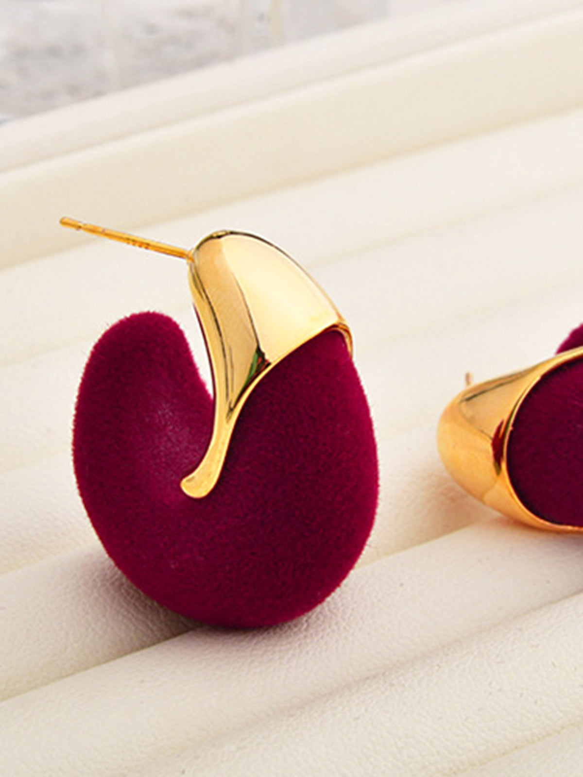 Flocked Hoop Stud Earrings