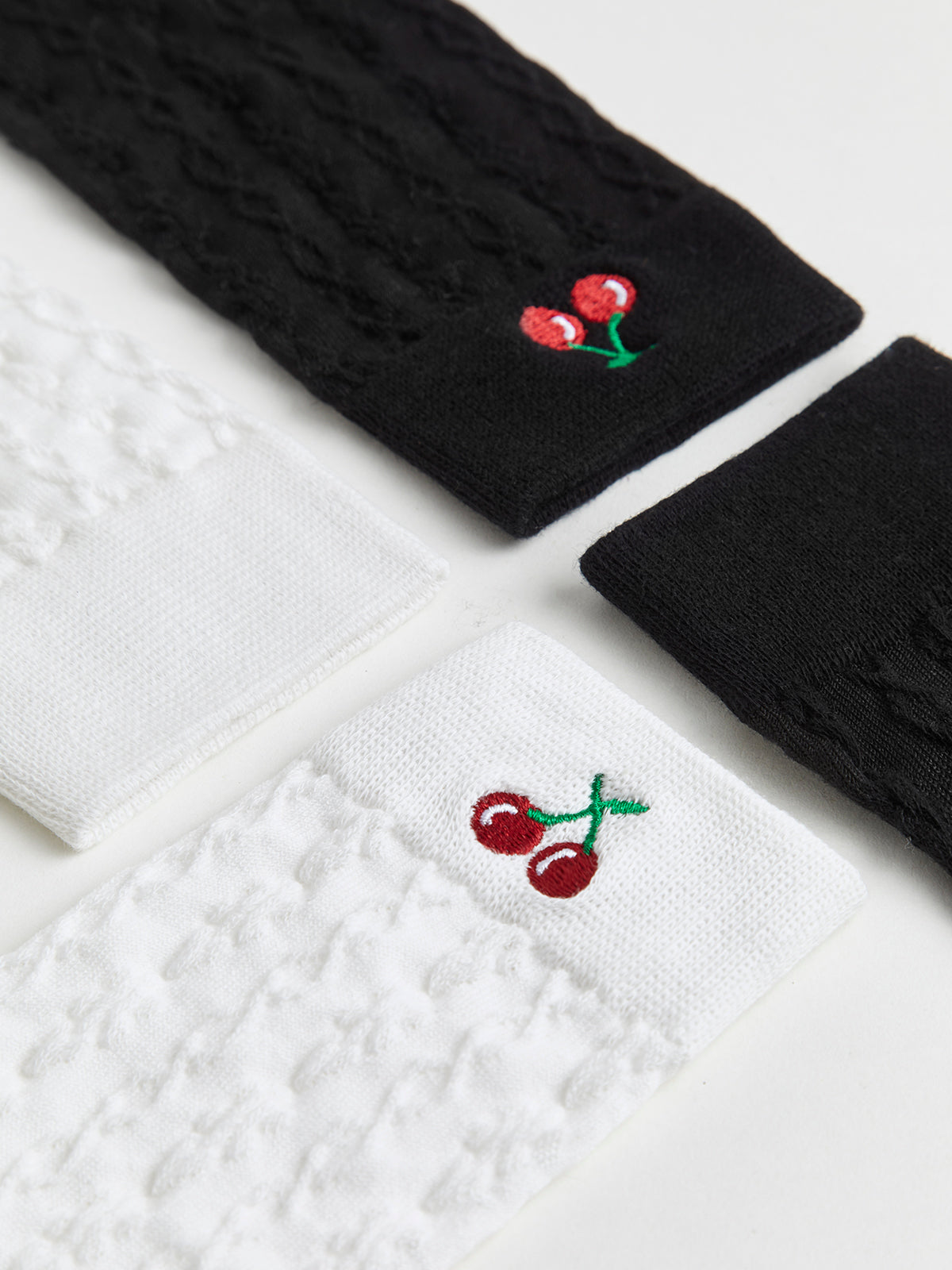 Cherry Embroidered Twist Warm Pile Socks