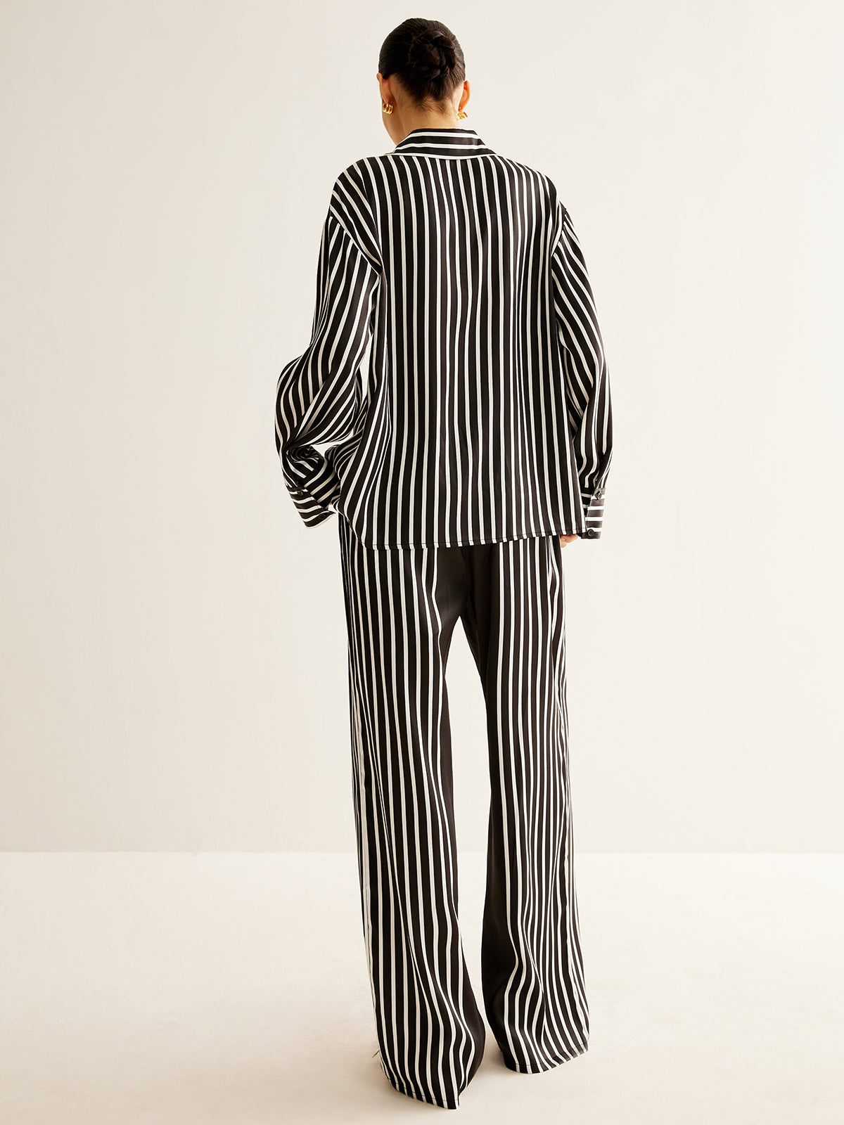 Color Block Pinstripe Lapel Pants Set