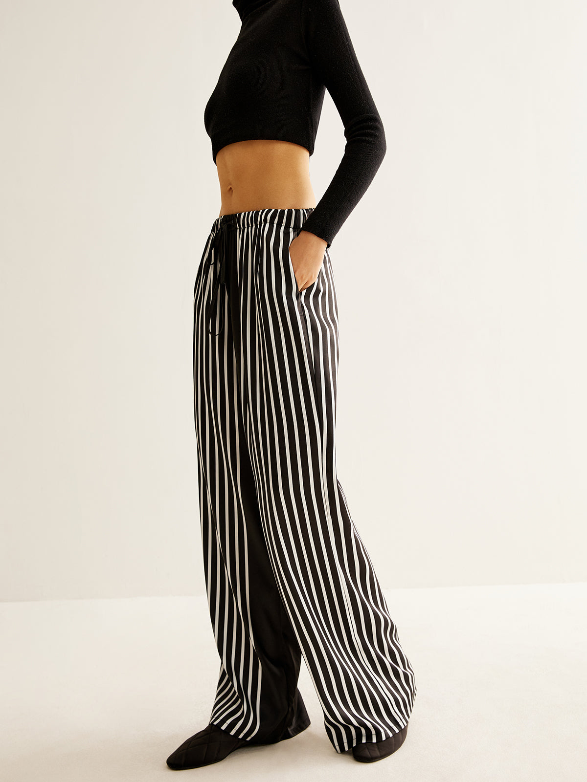 Color Block Pinstripe Lapel Pants Set