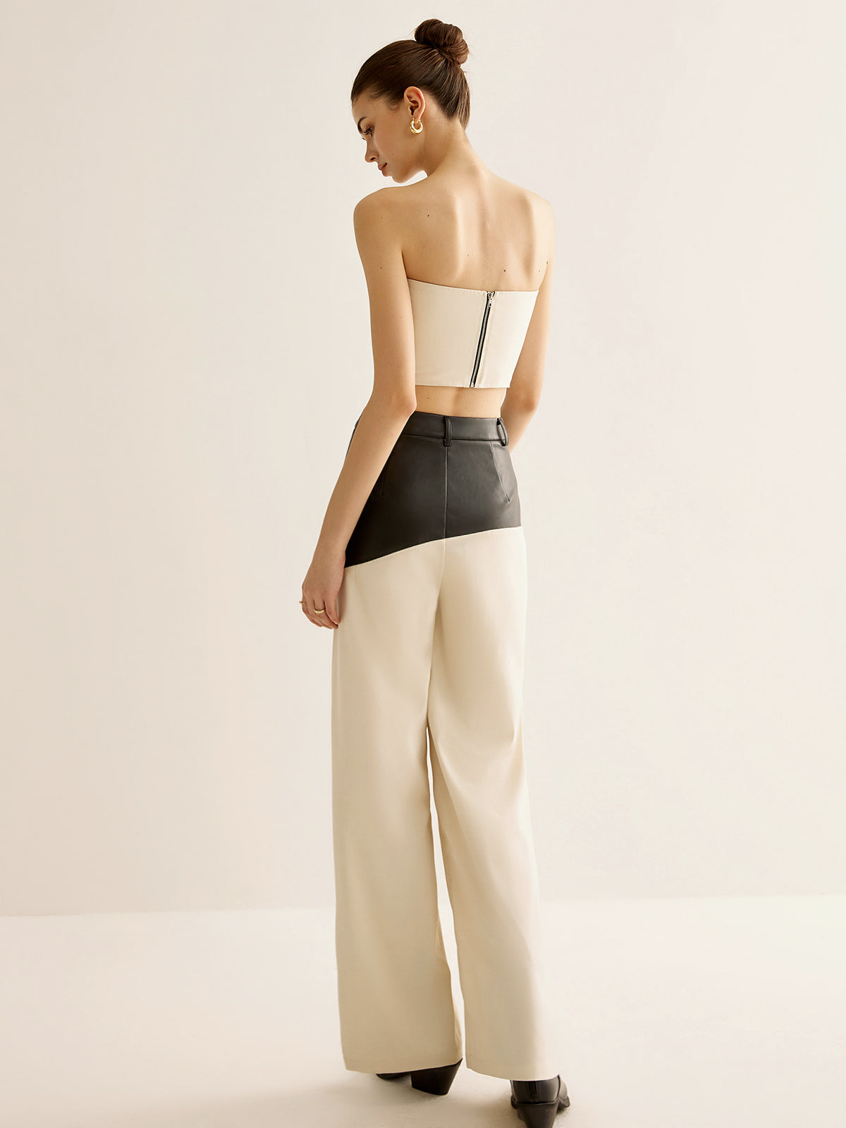 Color Block Faux Leather Pants