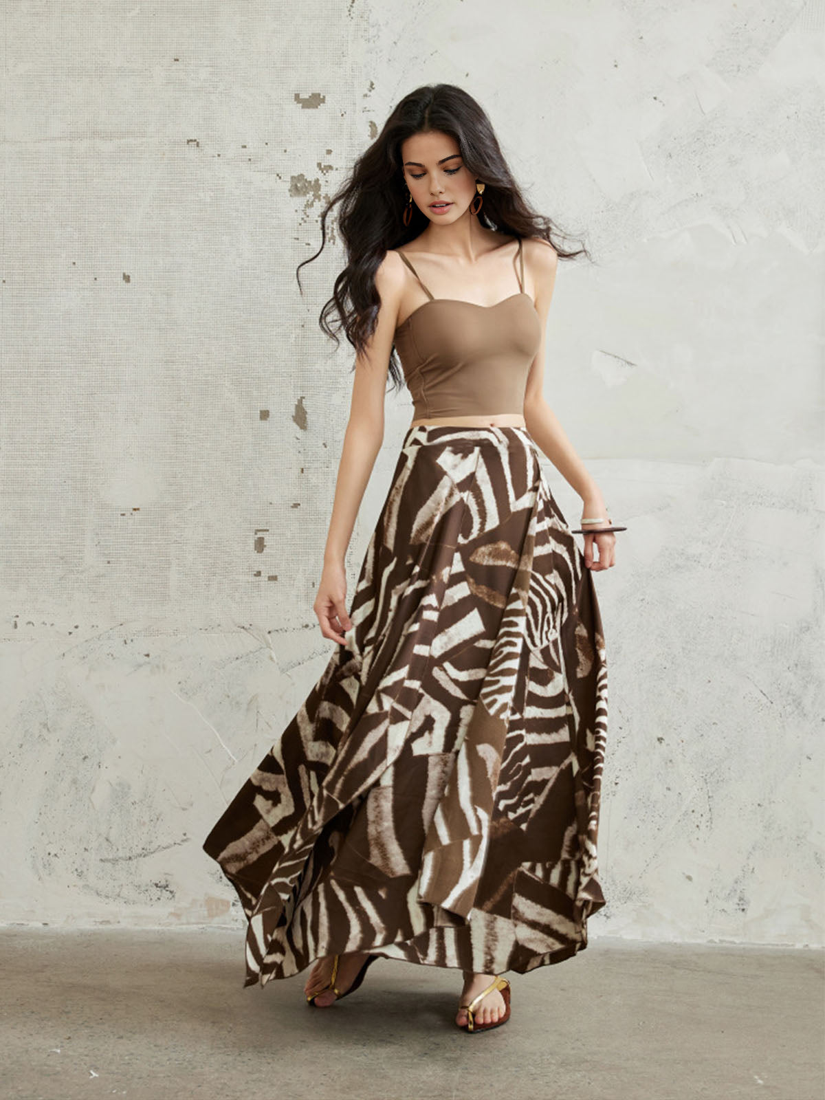 Zebra Printed Maxi Skirt