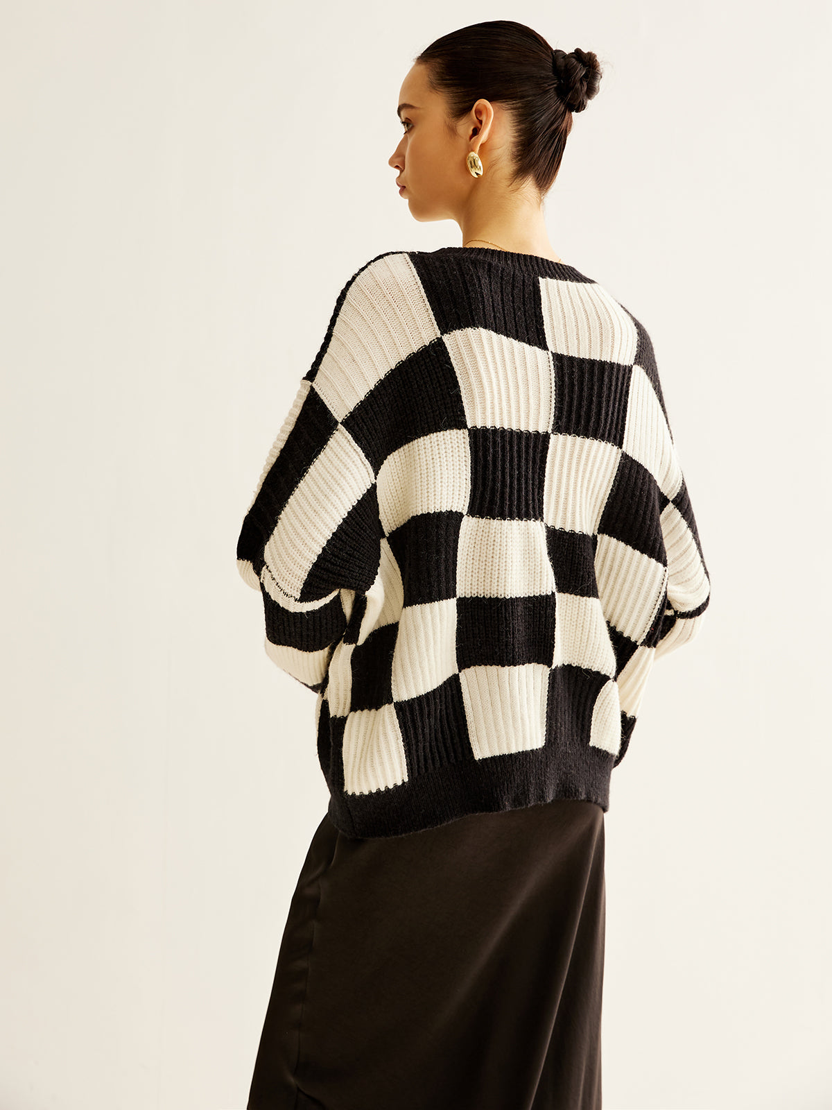 Color Block Checkerboard Sweater