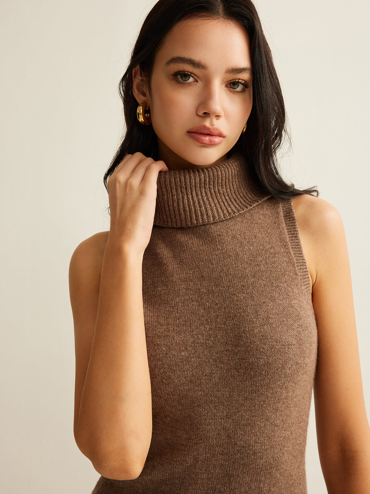 Wool-Blend Turtleneck Sweater Dress Without Belt