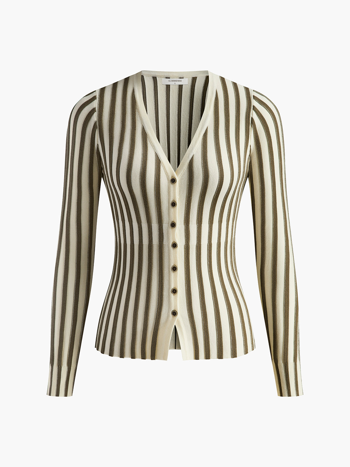 Pinstripe Button Slim Cardigan