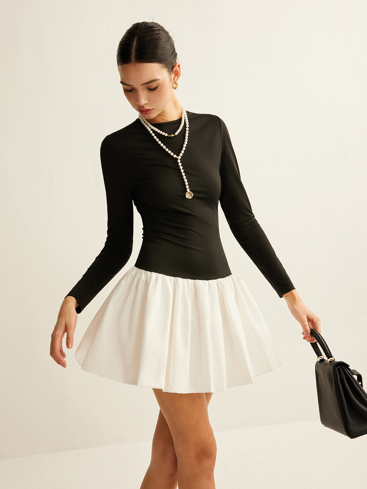 Two-Tone Panel Slim Dress