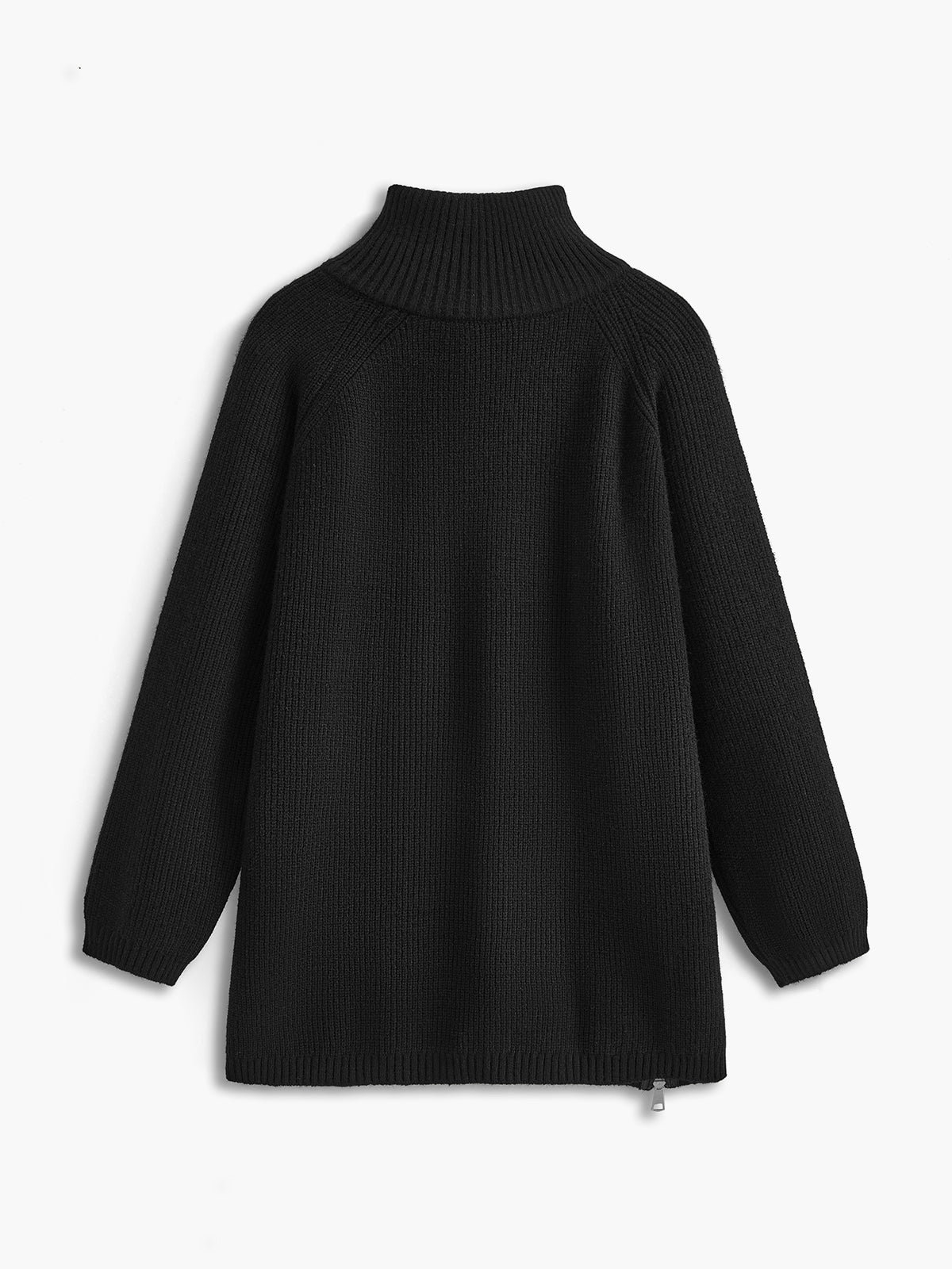 Turtleneck Side Zipper Knit Top