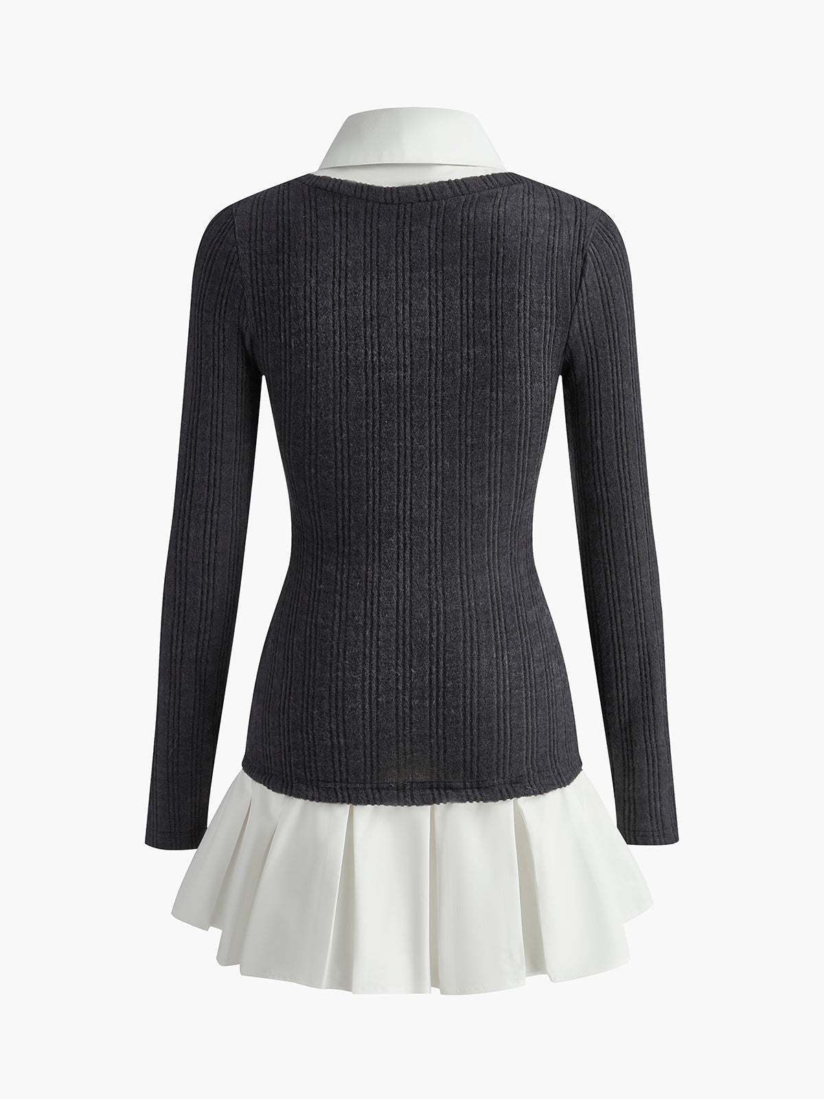 Color Block Panel Lapel Knit Dress