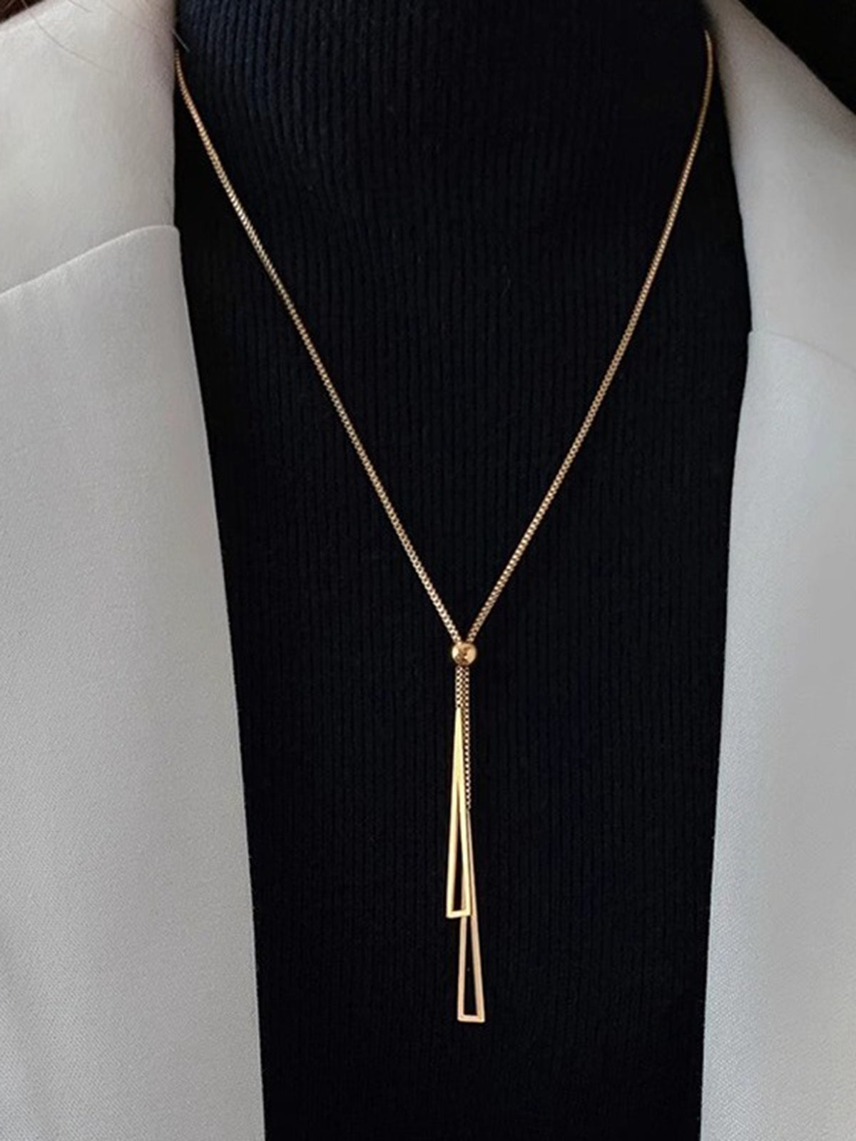 Golden Lariat Tassel Necklace