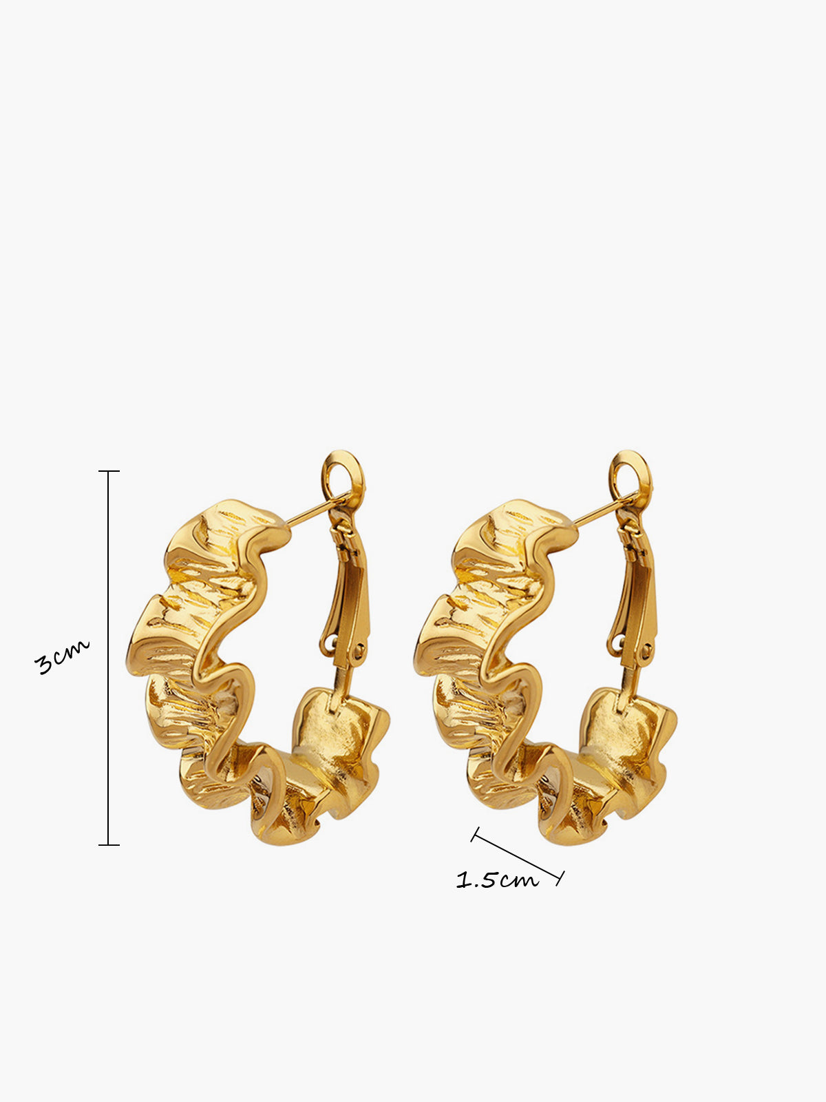 Pleated Wave Textured Hoop Earrings